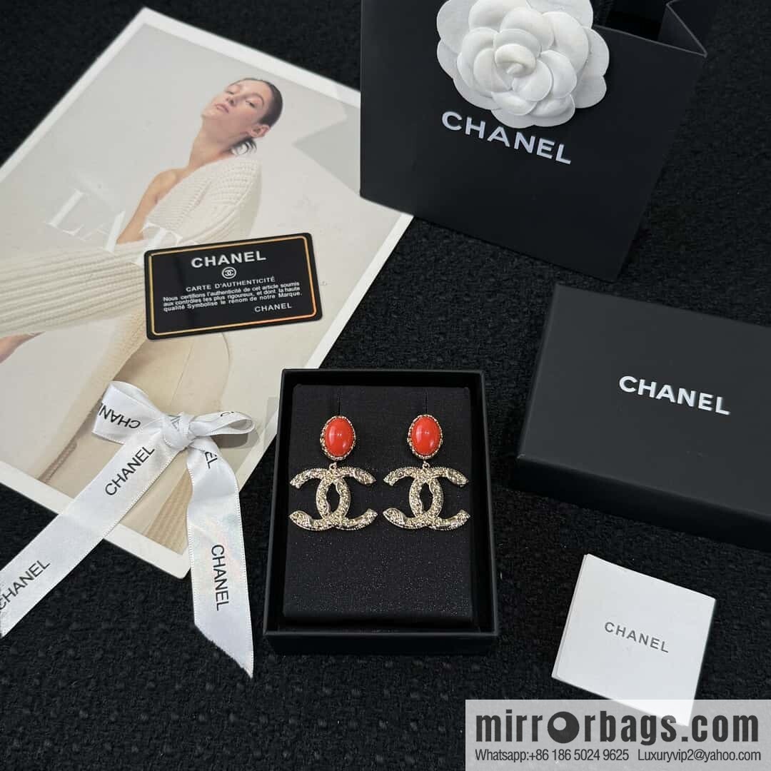 ❗️New ❗️☀️ new ☑️ chanel c2 double c red stud earrings ☀️