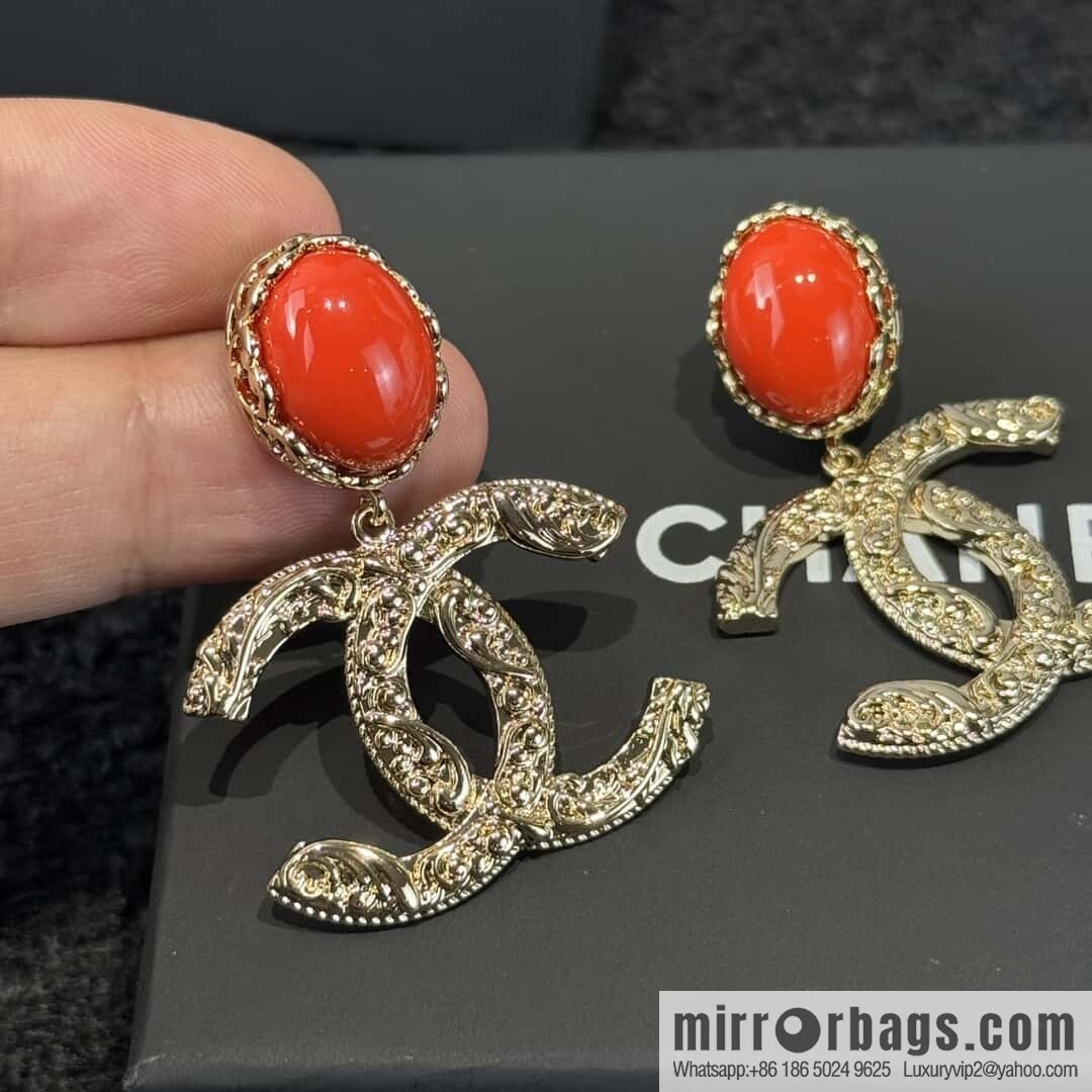 ❗️New ❗️☀️ new ☑️ chanel c2 double c red stud earrings ☀️