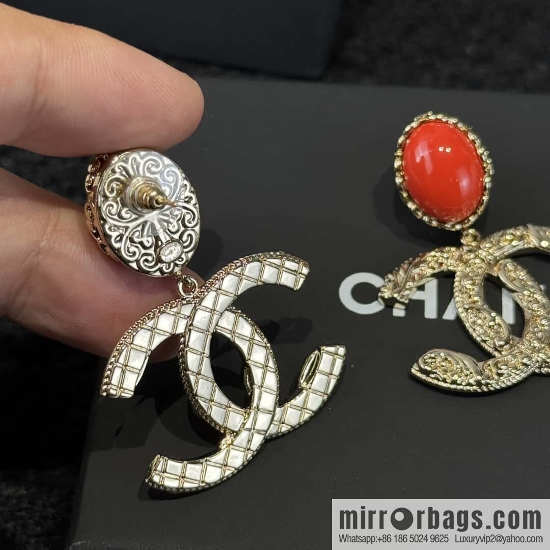 ❗️New ❗️☀️ new ☑️ chanel c2 double c red stud earrings ☀️
