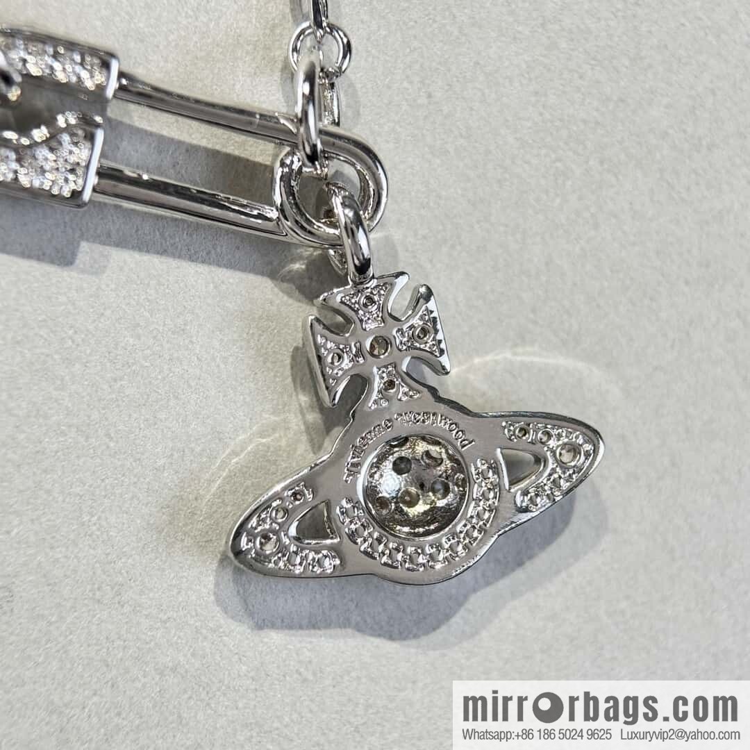 ❗️New ❗️ New ☑️ Vivienne Westwood Queen Mother Pin Full Diamond Saturn Necklace