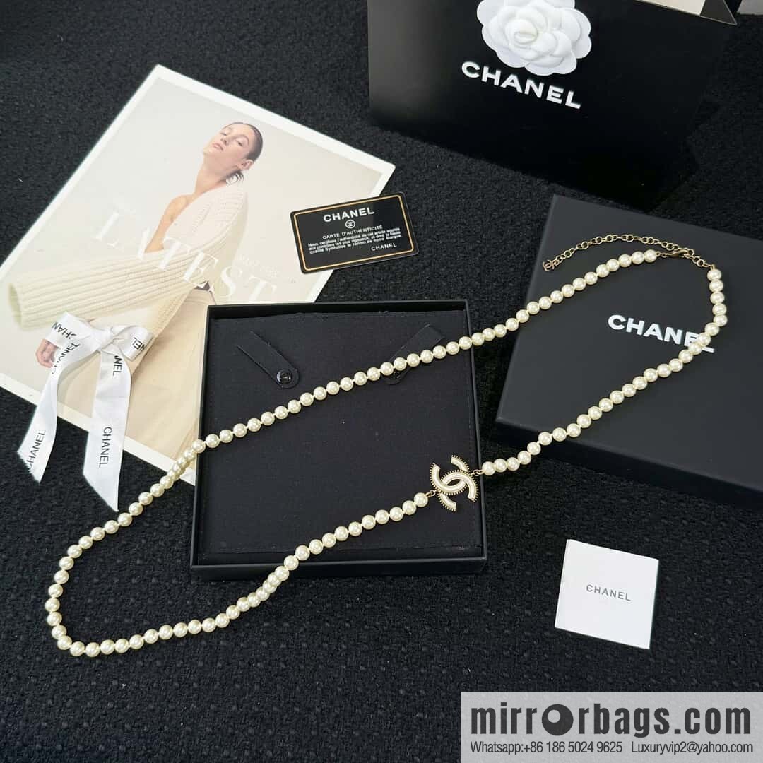 ❗️New ❗️ ☀️ New ☑️ Chanel Double C Pearl Necklace Sweater Chain ☀️