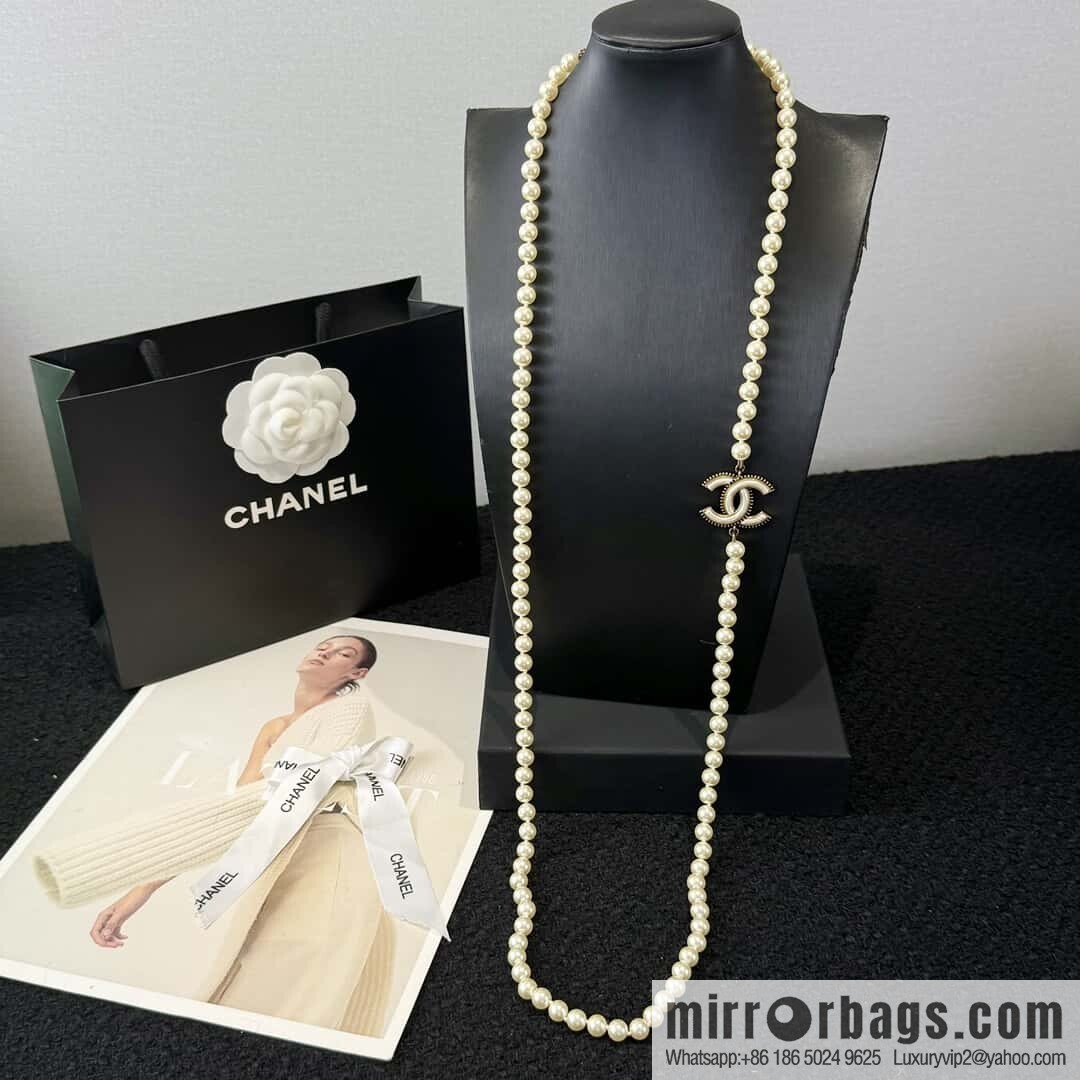 ❗️New ❗️ ☀️ New ☑️ Chanel Double C Pearl Necklace Sweater Chain ☀️