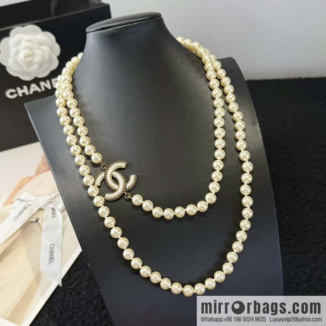 ❗️New ❗️ ☀️ New ☑️ Chanel Double C Pearl Necklace Sweater Chain ☀️