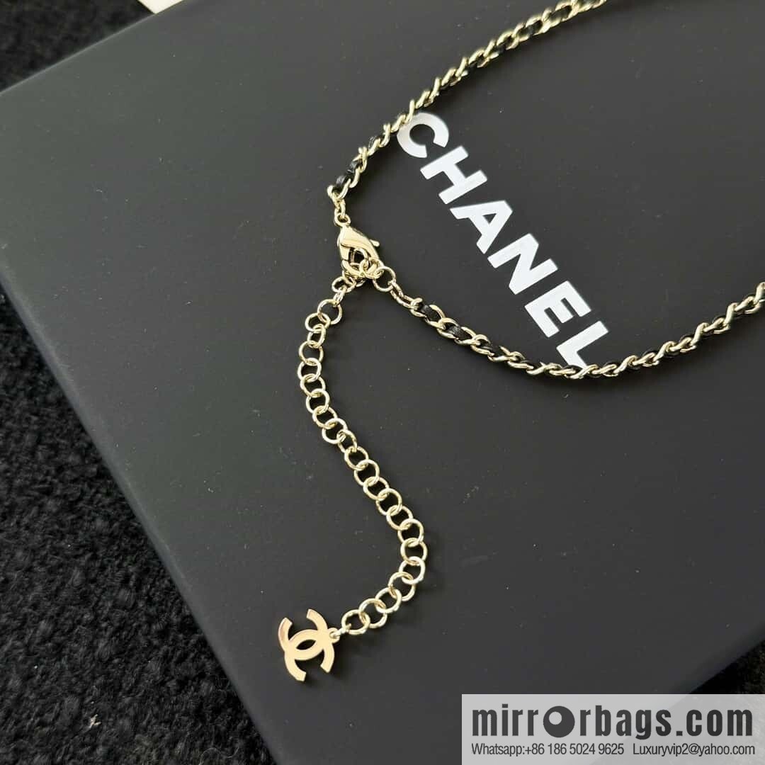 ❗️New ❗️☀️ new ☑️ Chanel double c three-layer black leather rope pearl necklace sweater chain ☀️