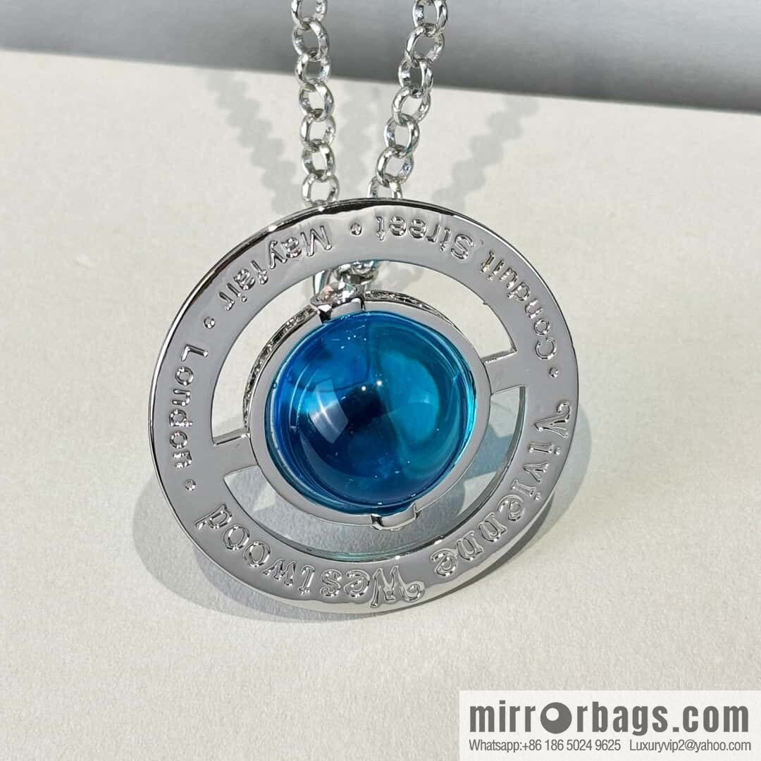 ❗️New ❗️ New ☑️ Vivienne Westwood Queen Mother Blue Saturn Necklace