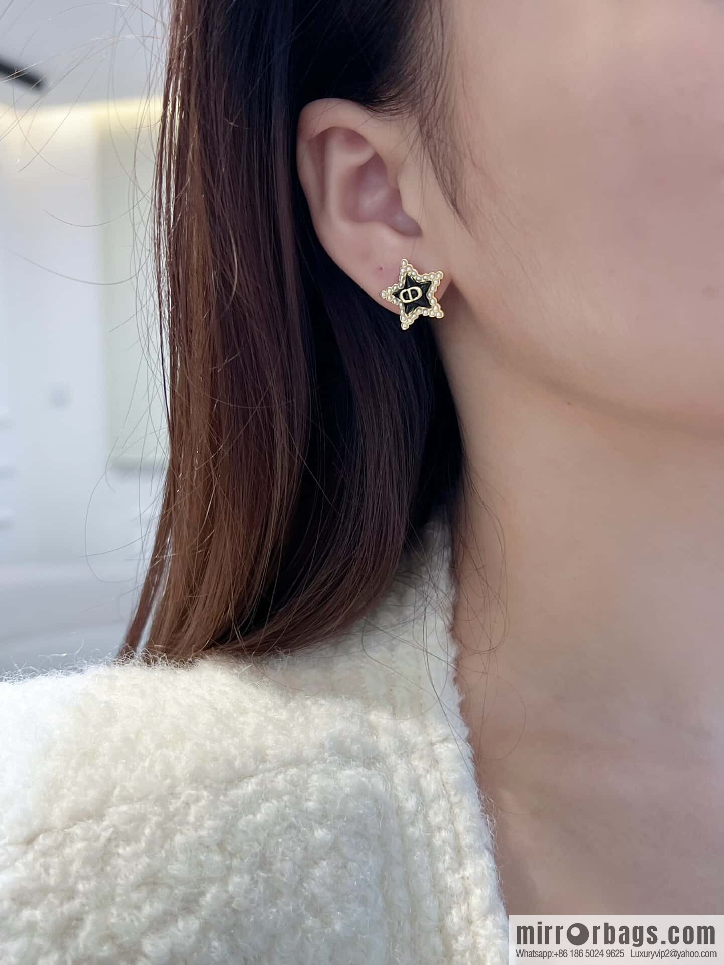 ❗️New ❗️☀️ New ☑️ Dior pearl pentagram ⭐ star stud earrings ☀️