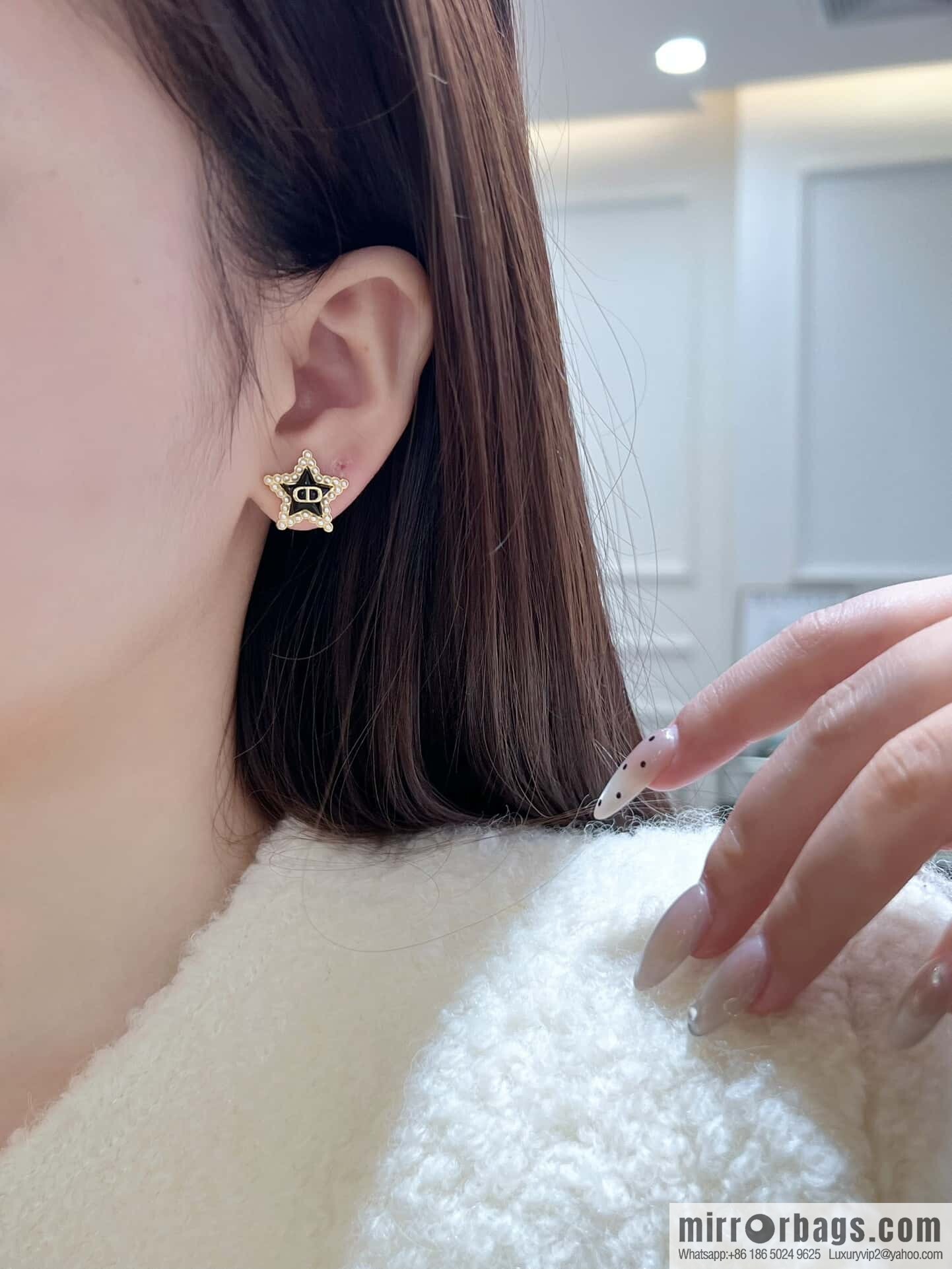 ❗️New ❗️☀️ New ☑️ Dior pearl pentagram ⭐ star stud earrings ☀️