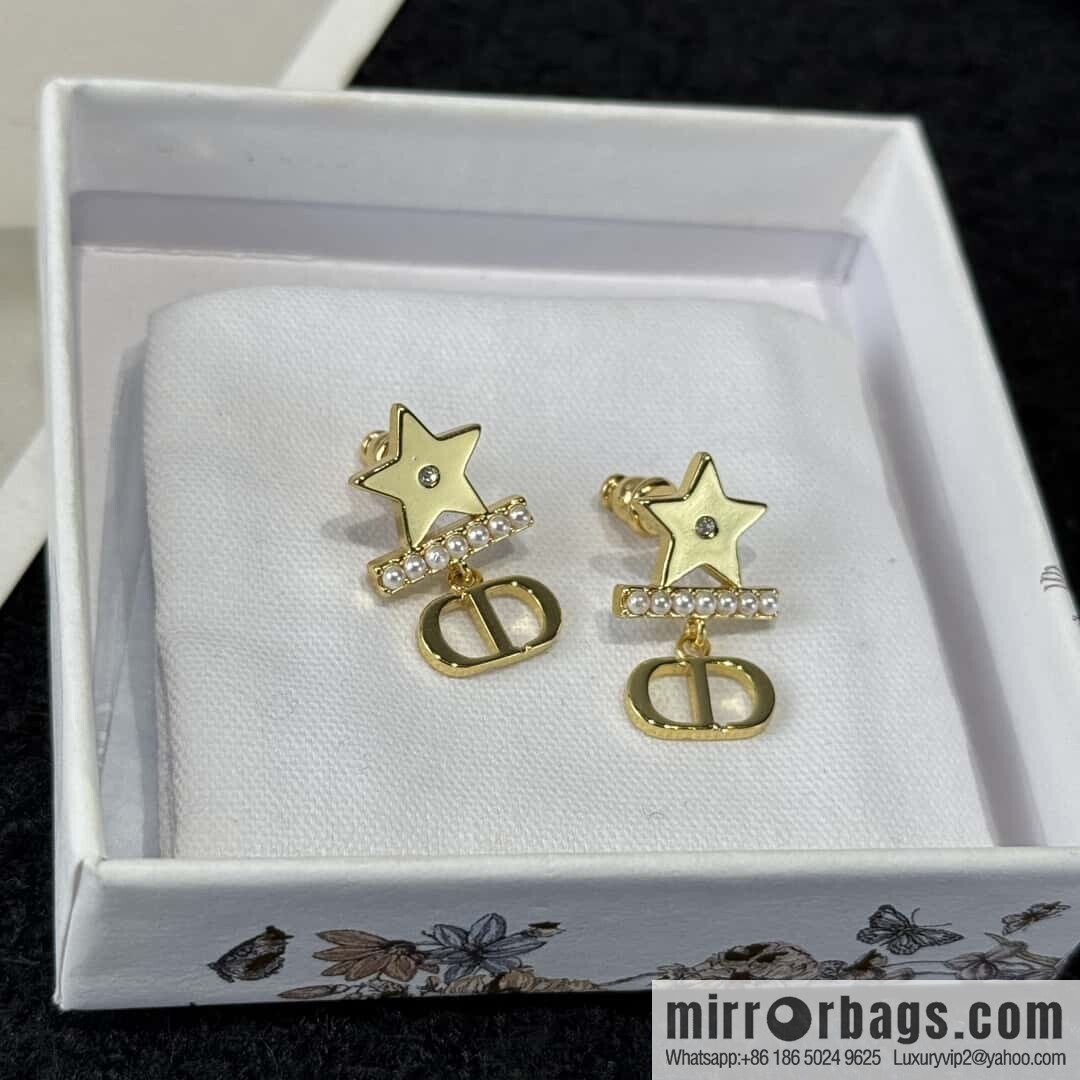 ❗️New ❗️ ☀️ new ☑️ Dior pearl CD pentagram ⭐ star stud earrings ☀️