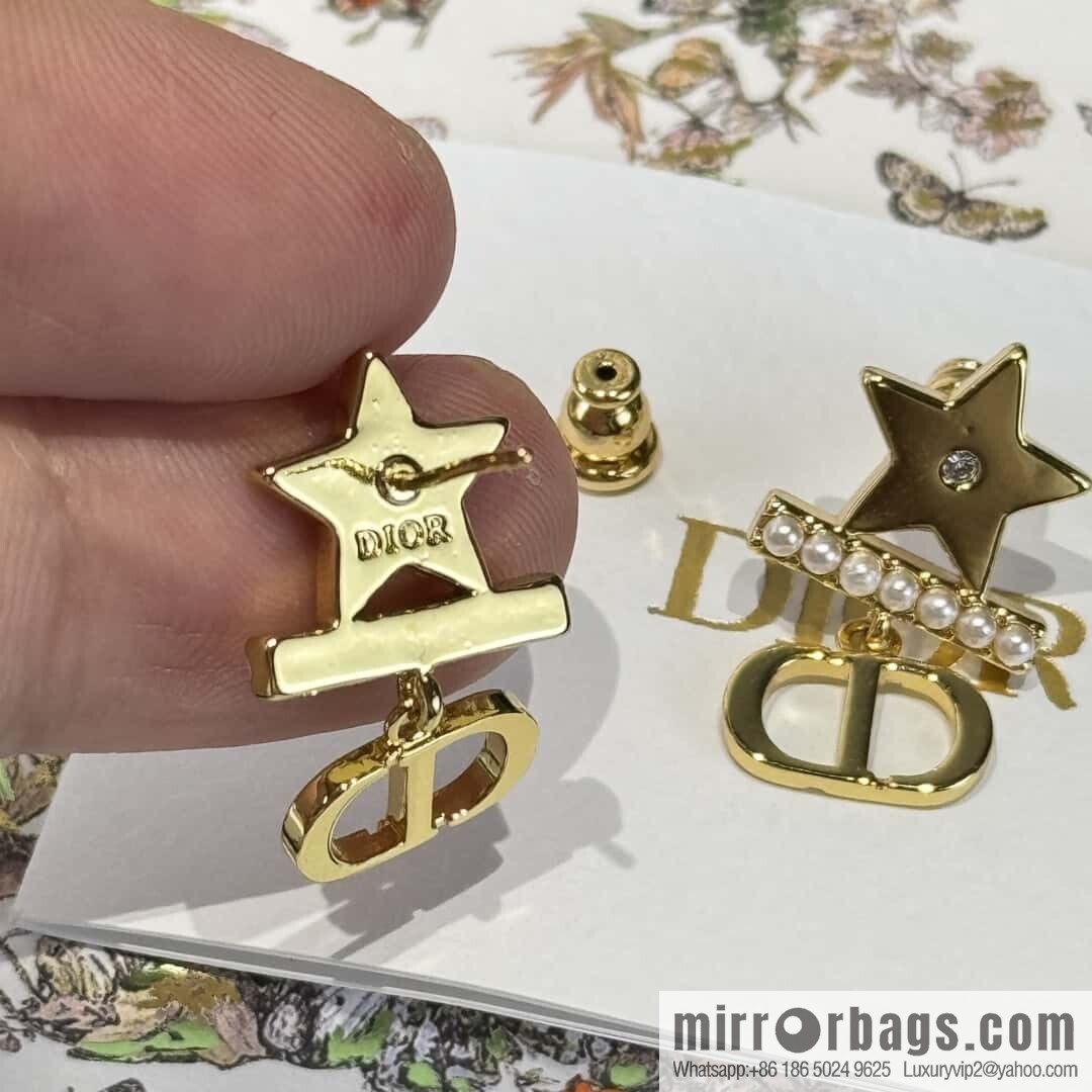 ❗️New ❗️ ☀️ new ☑️ Dior pearl CD pentagram ⭐ star stud earrings ☀️