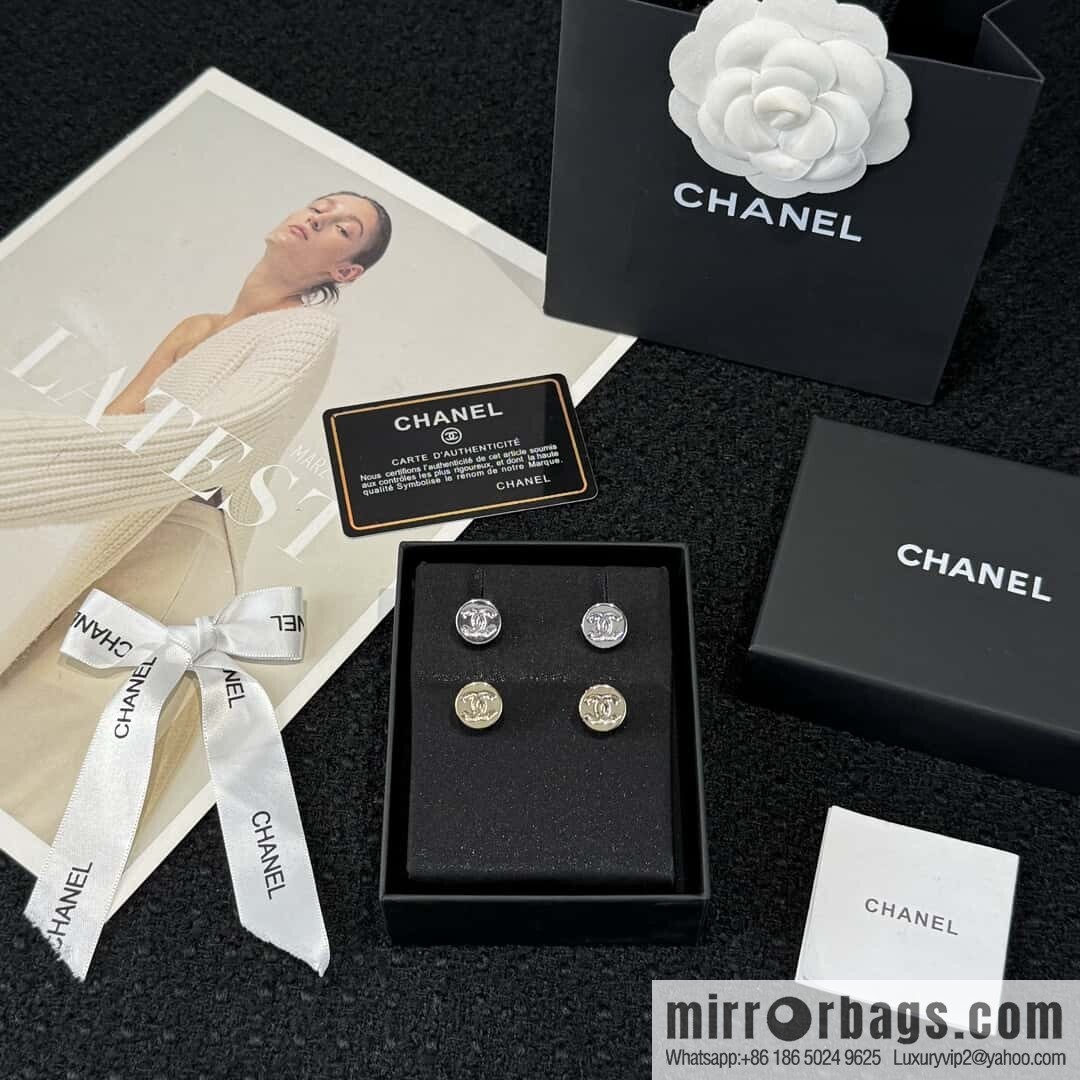 ❗️New ❗️ ☀️ new ☑️ Chanel double c round button stud earrings ☀️