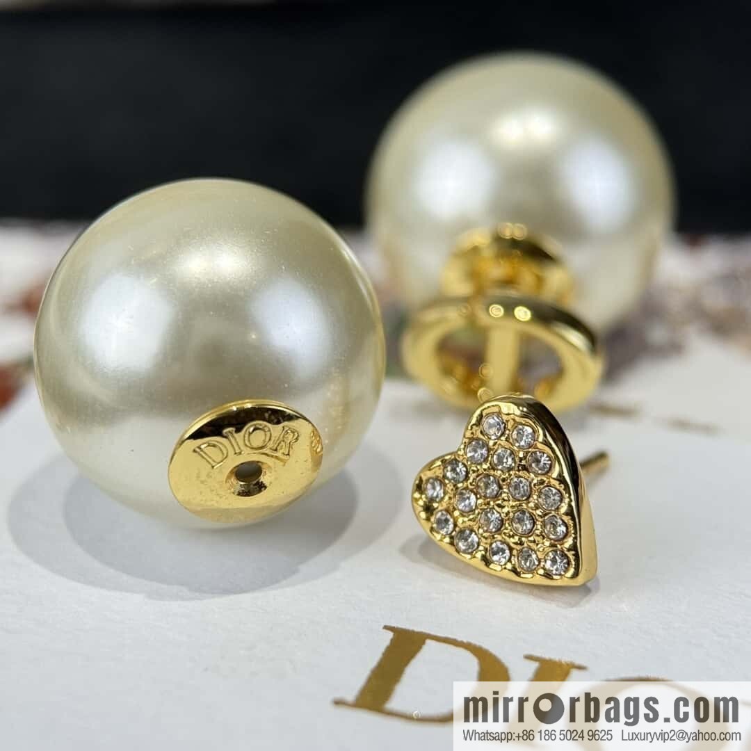 ❗️New ❗️ ☀️ New ☑️ Dior Dior size pearl peach heart love CD stud earrings ☀️