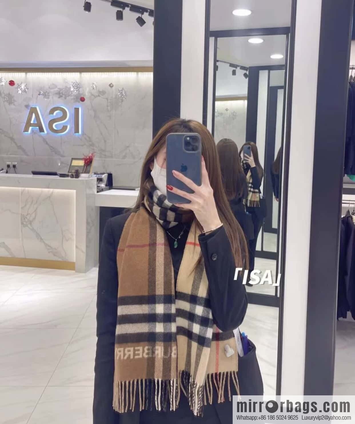 ๐๐๐๐๐๐๐แฆโข two-tone contrast plaid cashmere scarf | | Camel