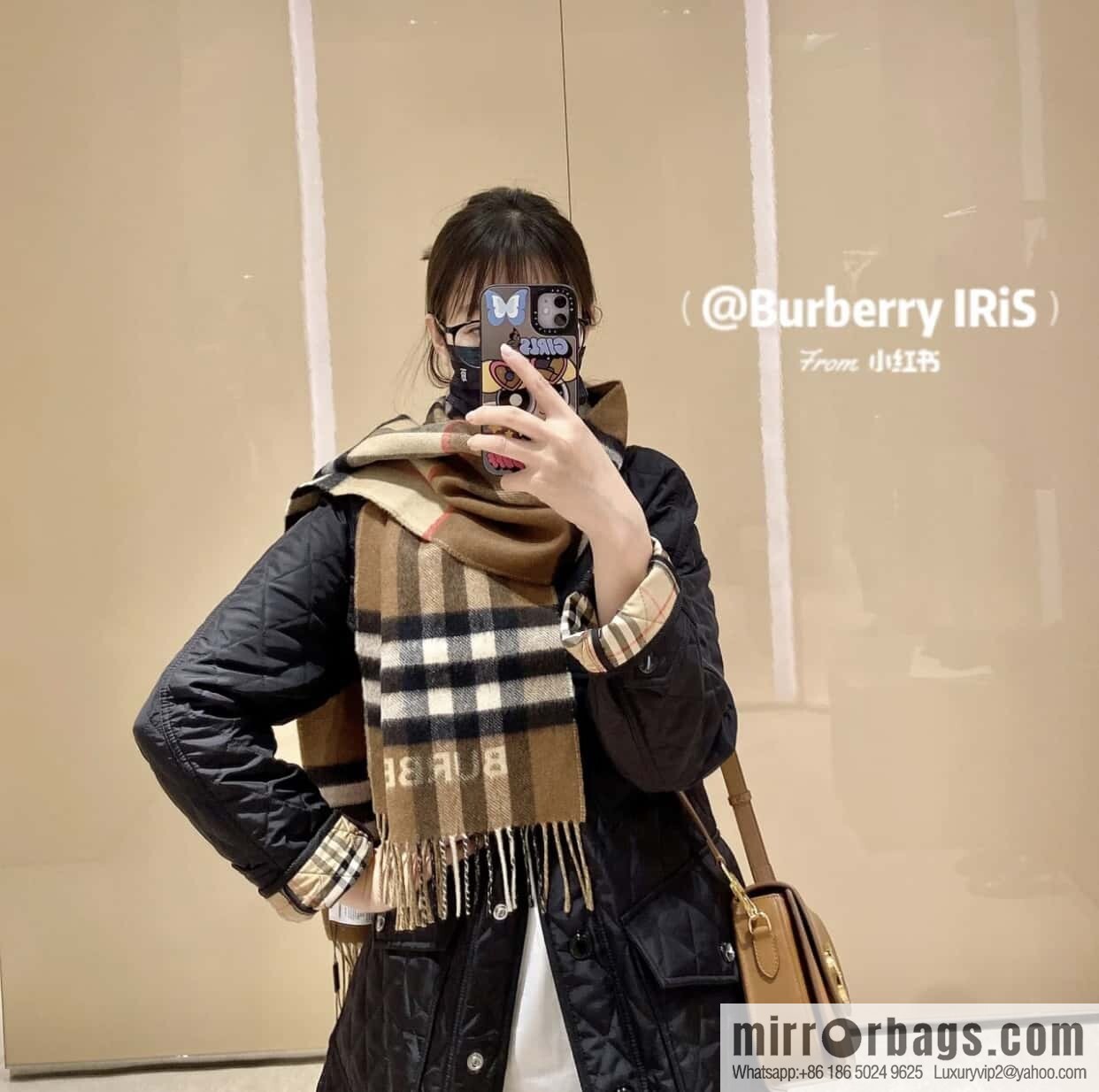 ๐๐๐๐๐๐๐แฆโข two-tone contrast plaid cashmere scarf | | Camel