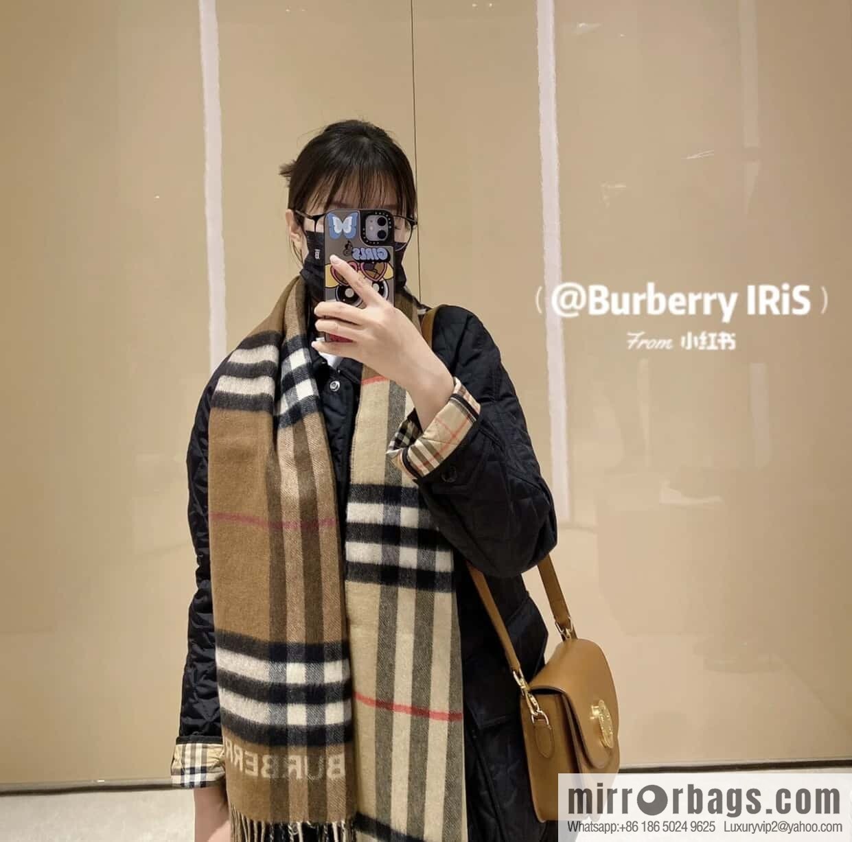๐๐๐๐๐๐๐แฆโข two-tone contrast plaid cashmere scarf | | Camel