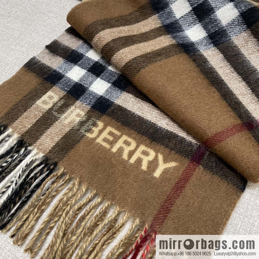 ๐๐๐๐๐๐๐แฆโข two-tone contrast plaid cashmere scarf | | Camel