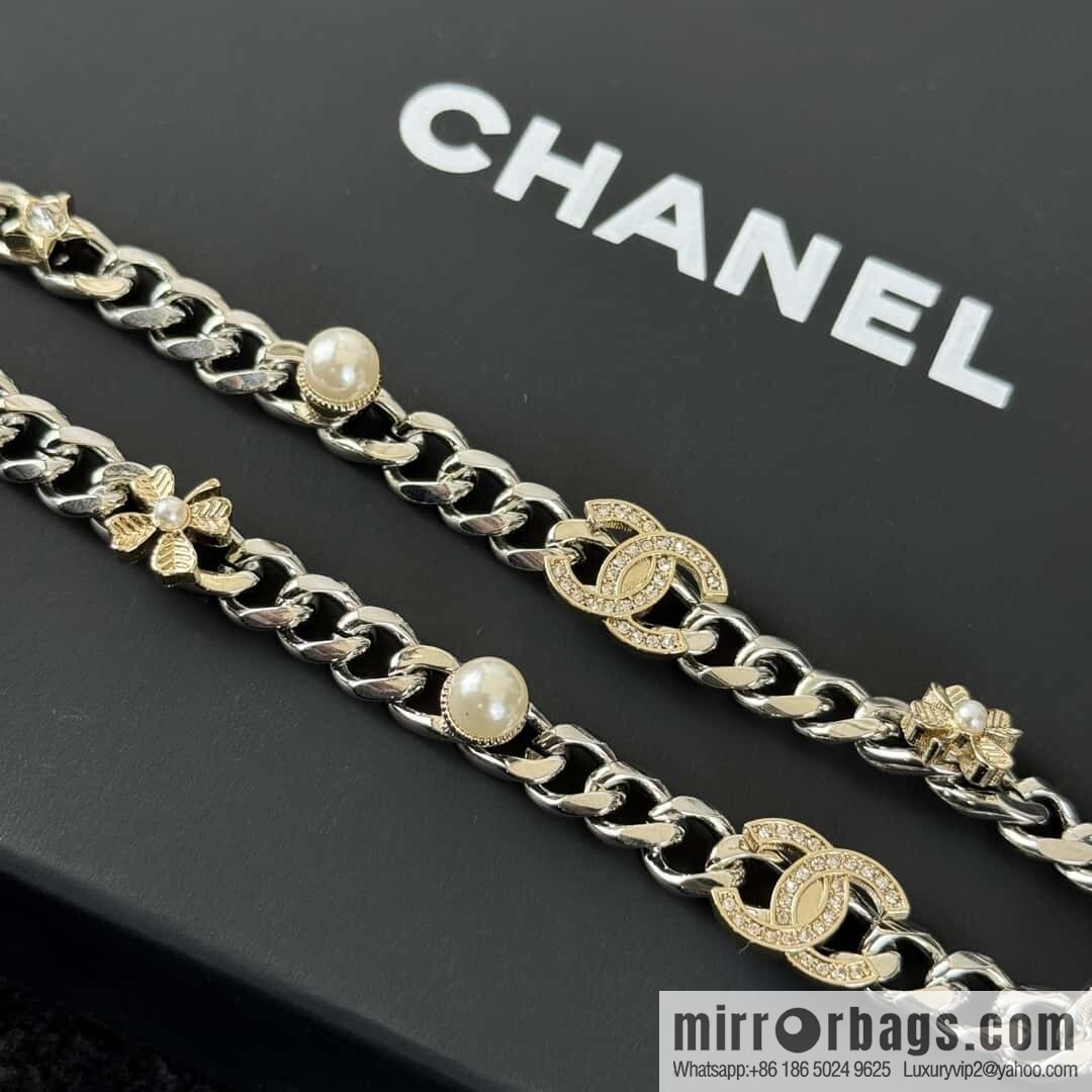 ❗️New ❗️ ☀️ New ☑️ Chanel Double C Chain Clover Bow Necklace ☀️