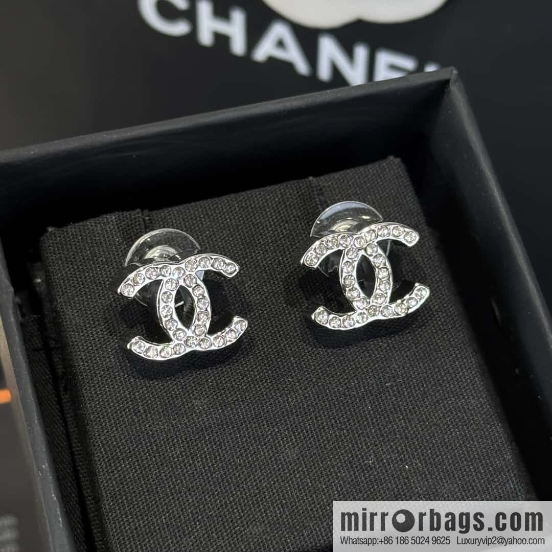 ❗️New ❗️☀️ new ☑️ Chanel C1 double c full diamond stud earrings ☀️
