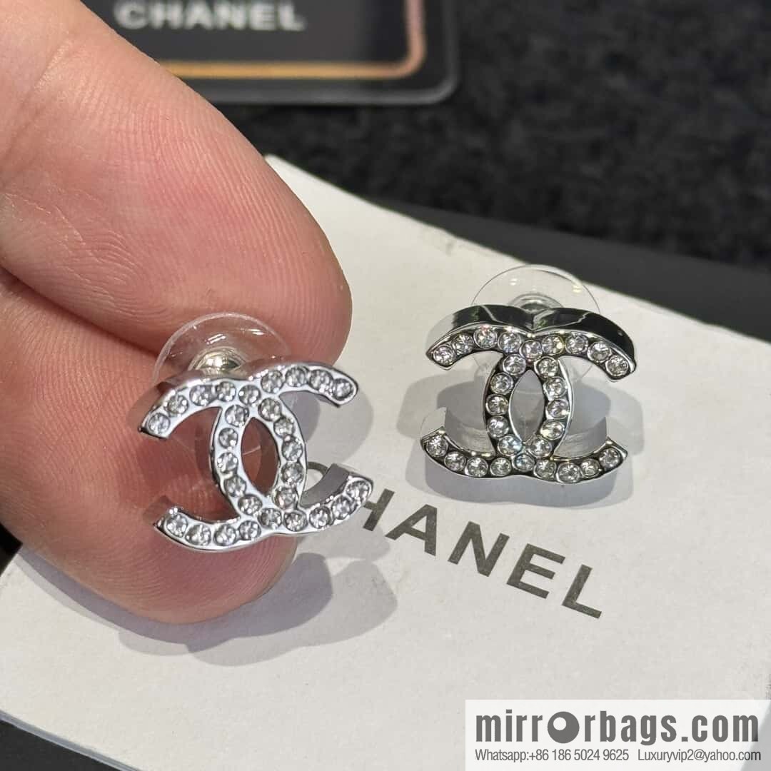 ❗️New ❗️☀️ new ☑️ Chanel C1 double c full diamond stud earrings ☀️