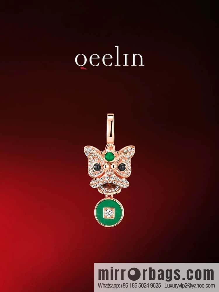 ❗️New ❗️ ☀️ Qeelin unicorn full diamond lion green copper coin necklace ☀️