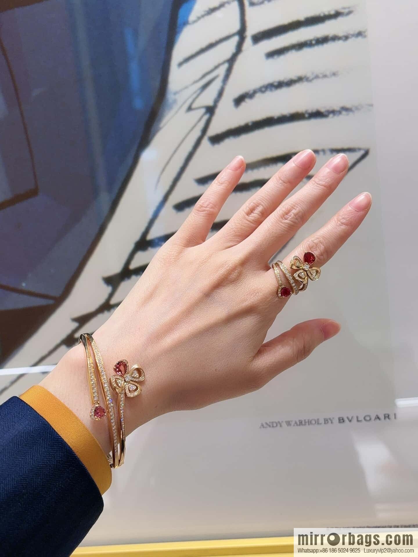 ❗️New ❗️ ☀ BVLGARI DIVAS'DREAM Ruby Clover Bracelet Bracelet ☀️