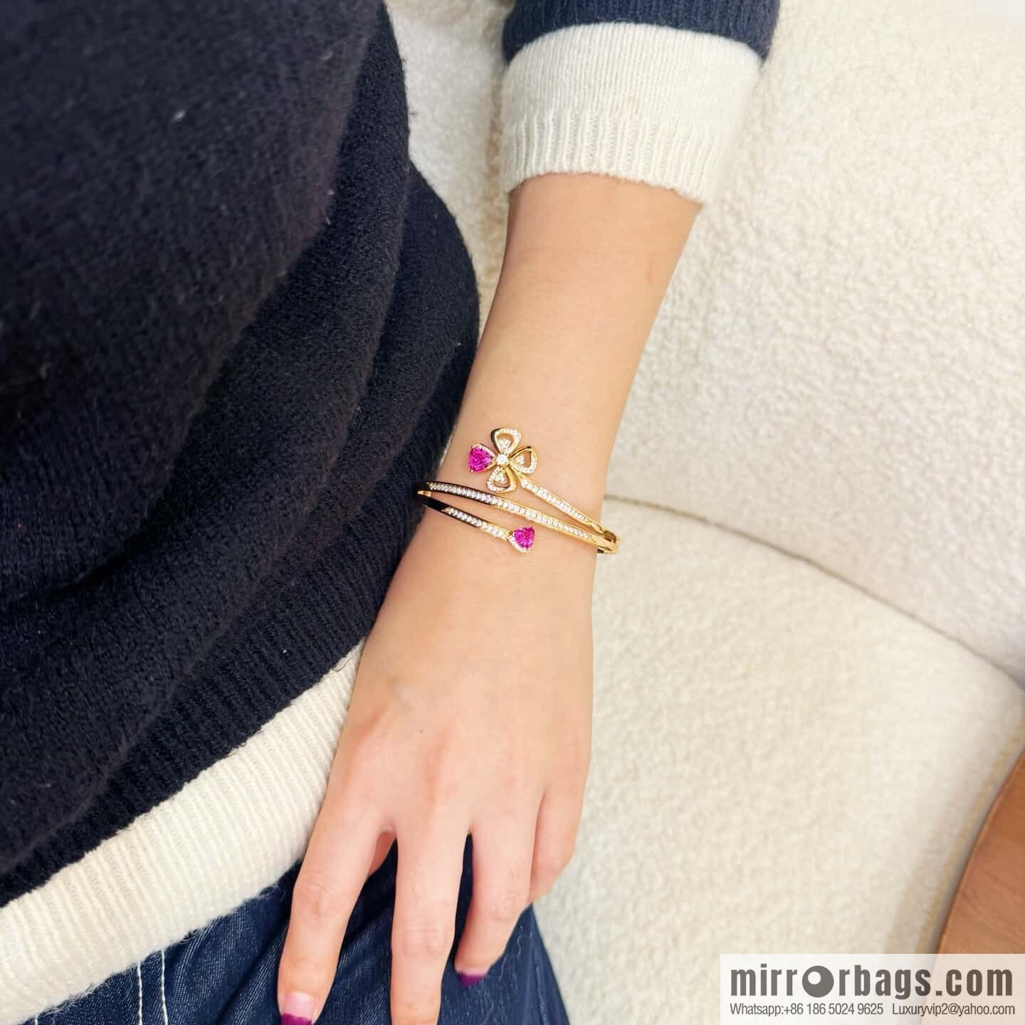 ❗️New ❗️ ☀ BVLGARI DIVAS'DREAM Ruby Clover Bracelet Bracelet ☀️