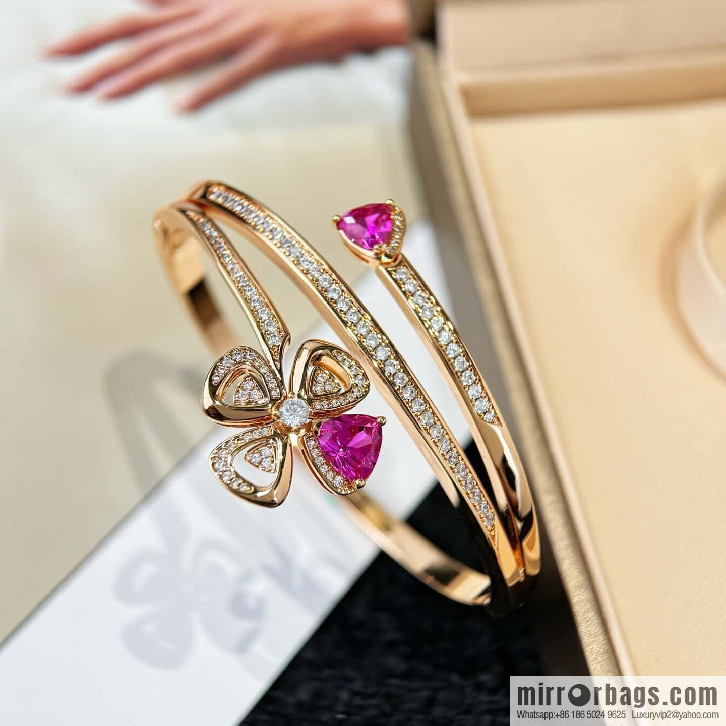 ❗️New ❗️ ☀ BVLGARI DIVAS'DREAM Ruby Clover Bracelet Bracelet ☀️