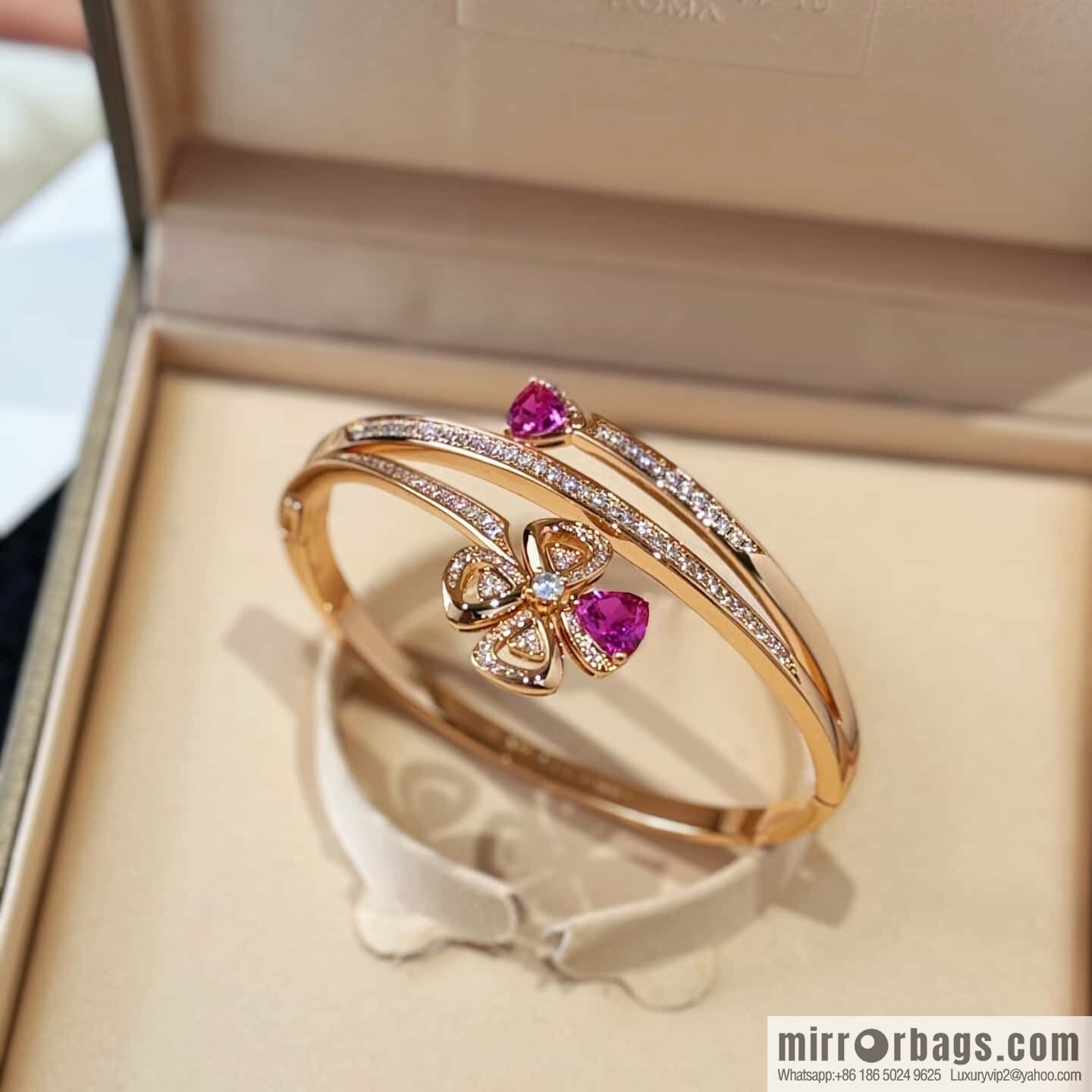❗️New ❗️ ☀ BVLGARI DIVAS'DREAM Ruby Clover Bracelet Bracelet ☀️