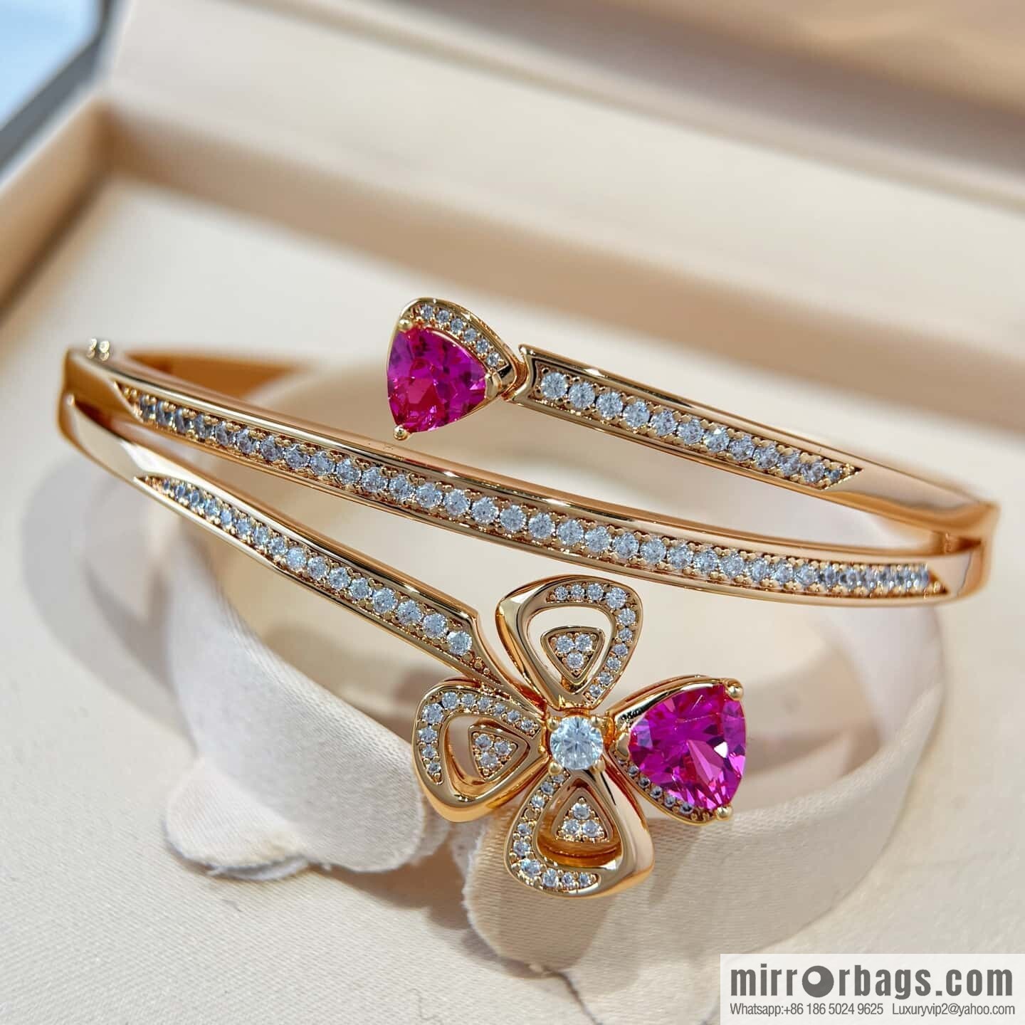 ❗️New ❗️ ☀ BVLGARI DIVAS'DREAM Ruby Clover Bracelet Bracelet ☀️