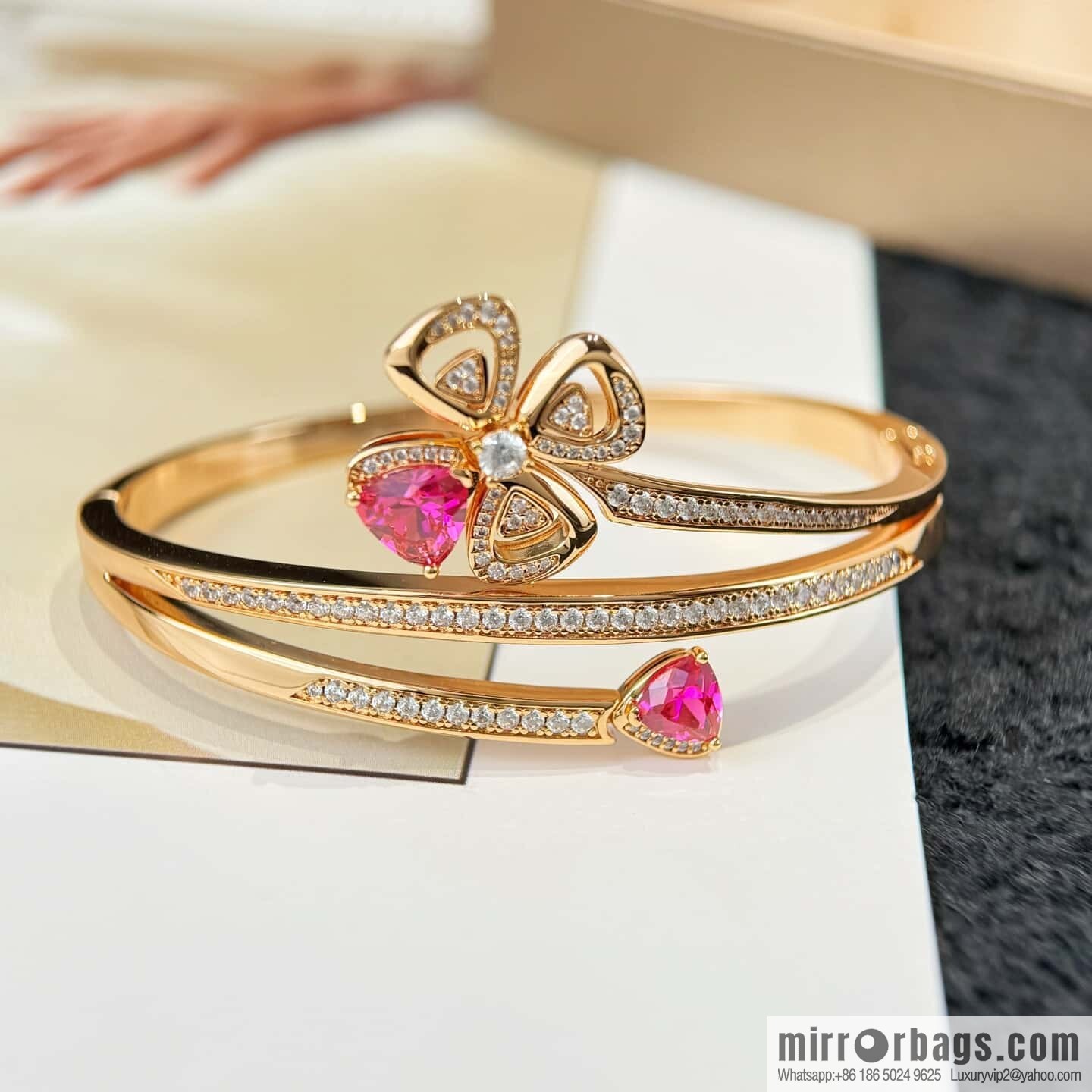 ❗️New ❗️ ☀ BVLGARI DIVAS'DREAM Ruby Clover Bracelet Bracelet ☀️