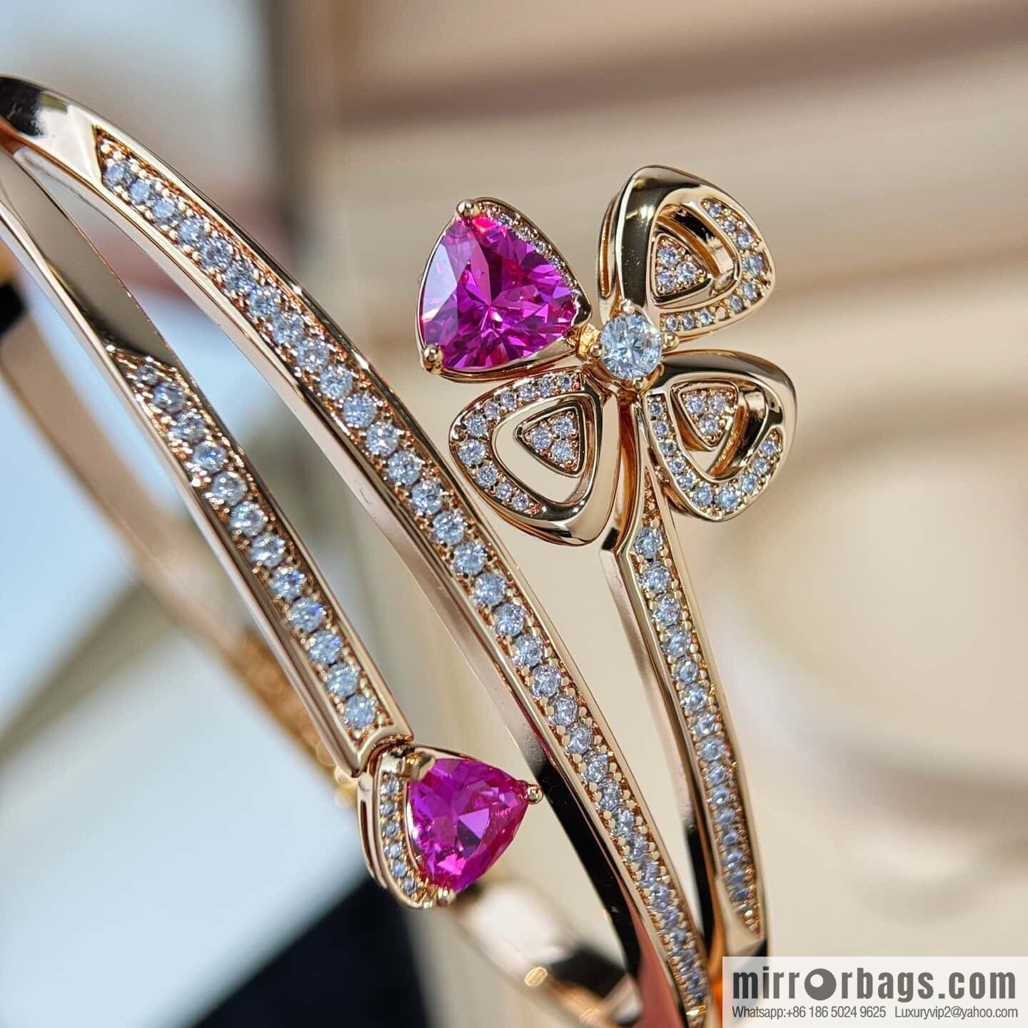 ❗️New ❗️ ☀ BVLGARI DIVAS'DREAM Ruby Clover Bracelet Bracelet ☀️