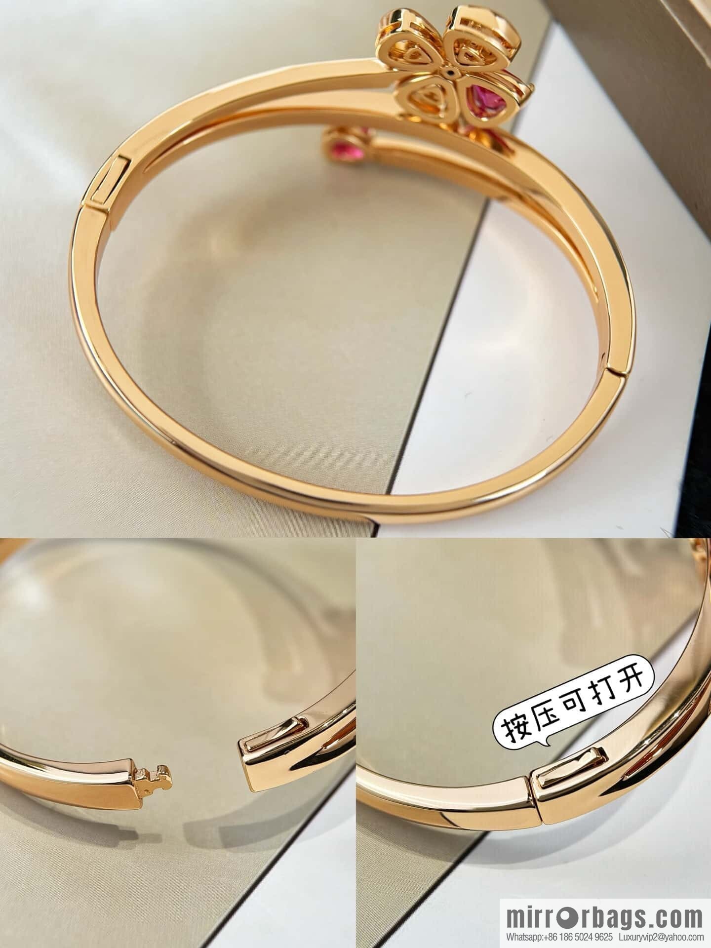 ❗️New ❗️ ☀ BVLGARI DIVAS'DREAM Ruby Clover Bracelet Bracelet ☀️