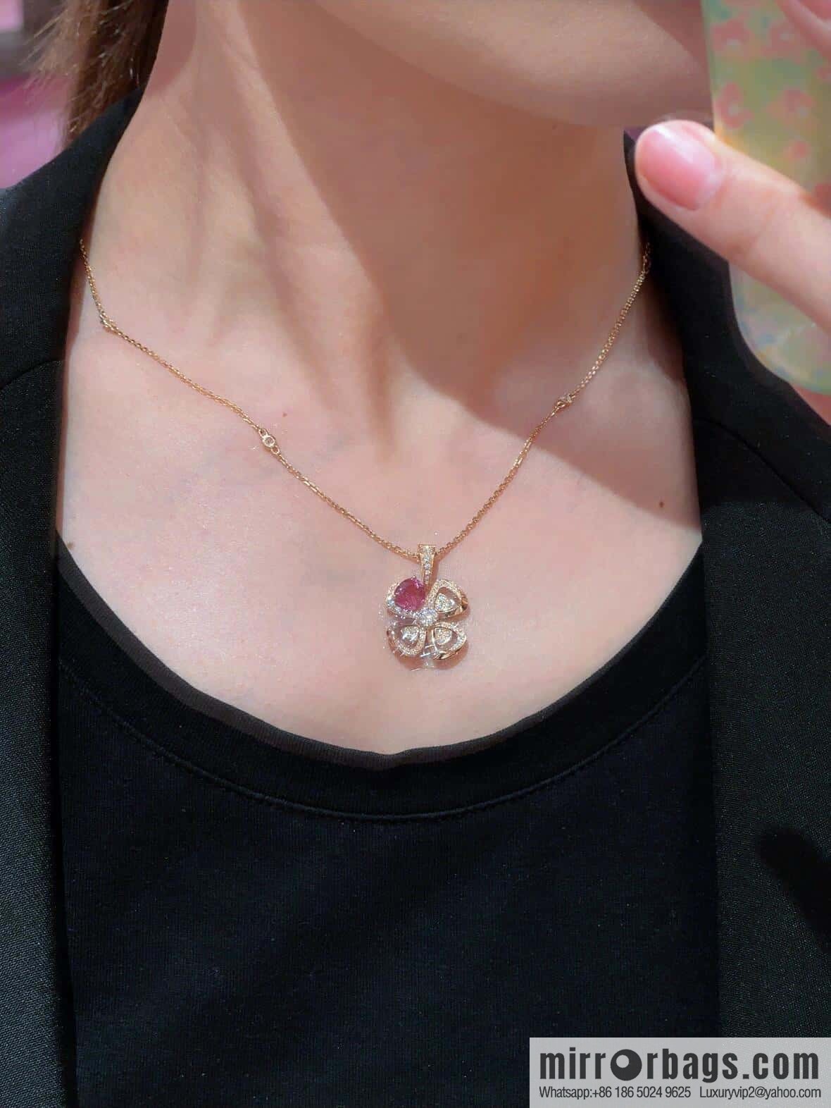 ❗️New ❗️ ☀ BVLGARI DIVAS'DREAM Ruby Clover Necklace ☀️