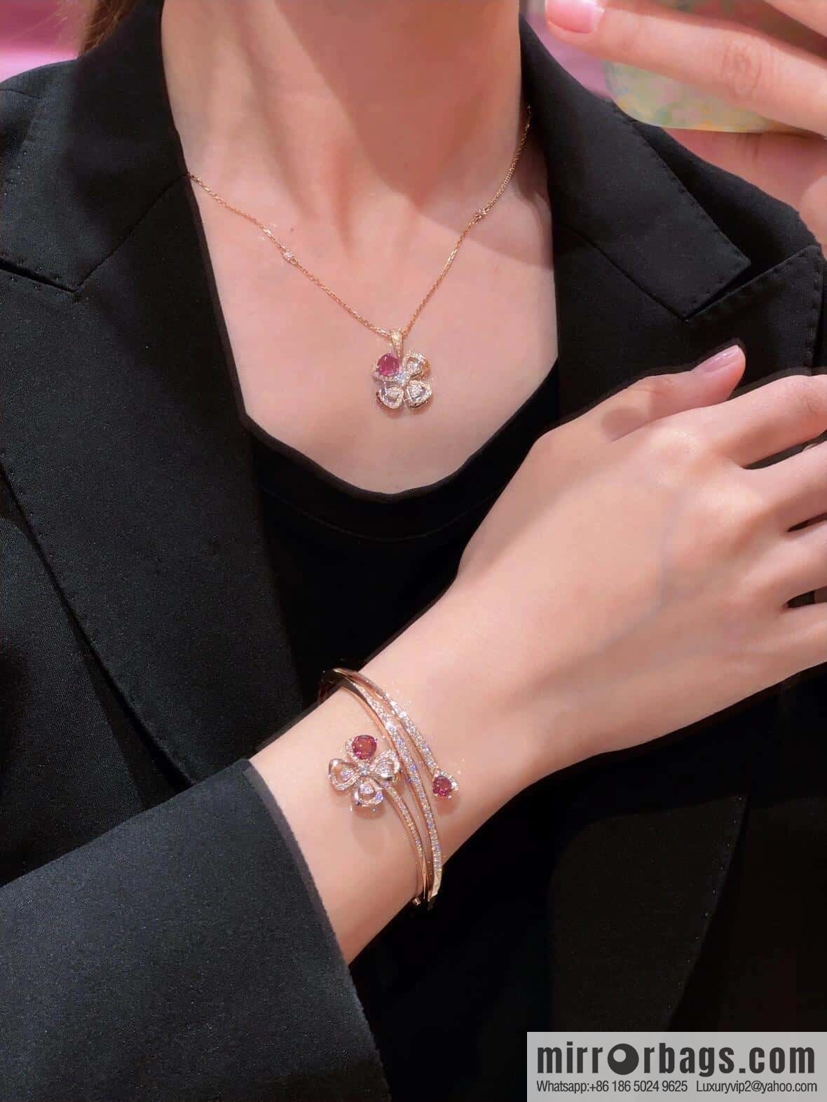 ❗️New ❗️ ☀ BVLGARI DIVAS'DREAM Ruby Clover Necklace ☀️