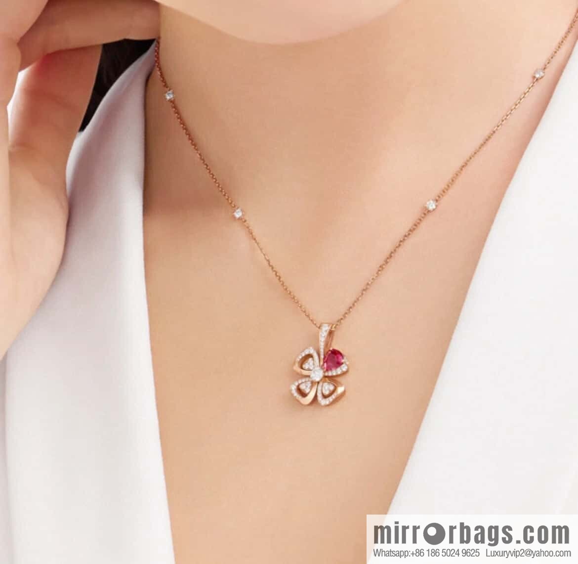 ❗️New ❗️ ☀ BVLGARI DIVAS'DREAM Ruby Clover Necklace ☀️