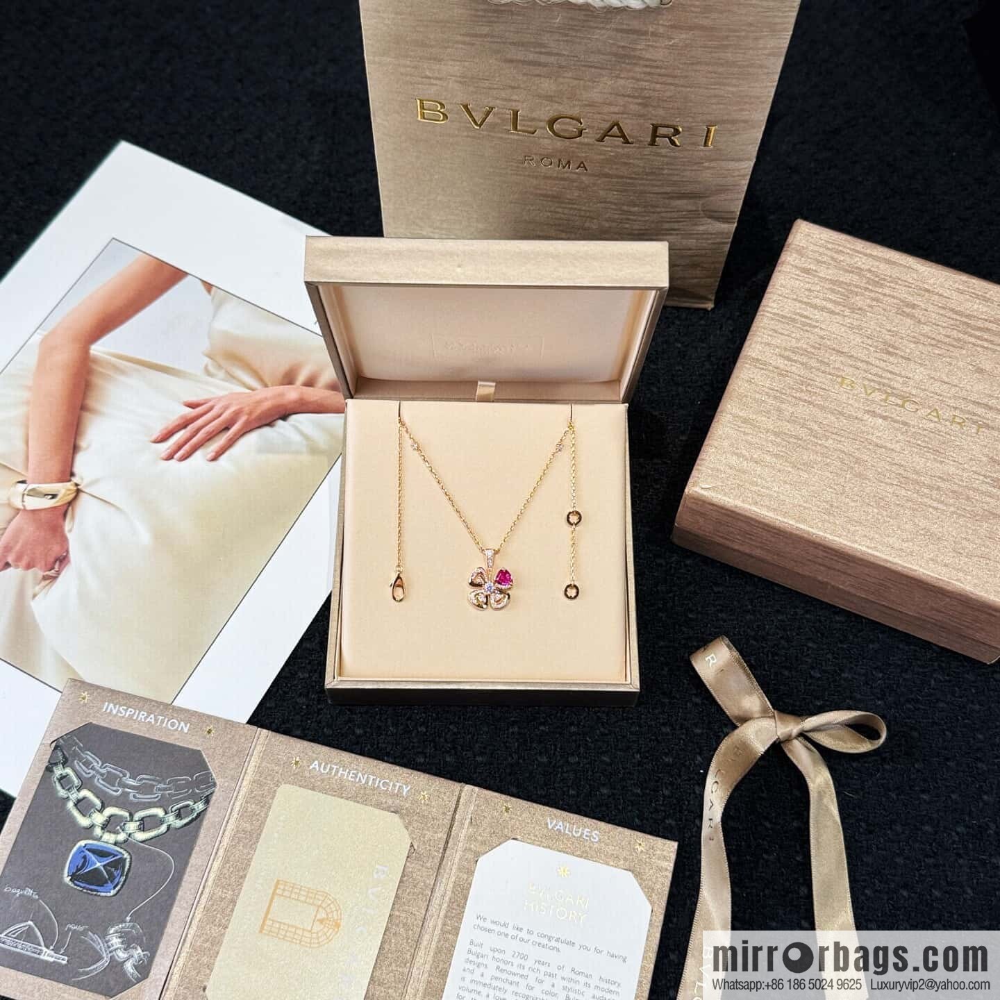 ❗️New ❗️ ☀ BVLGARI DIVAS'DREAM Ruby Clover Necklace ☀️