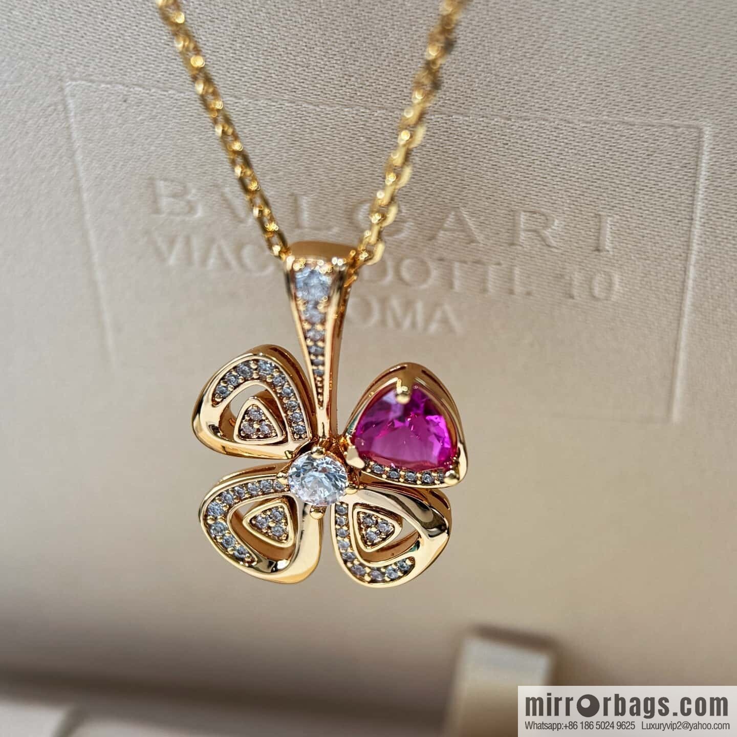 ❗️New ❗️ ☀ BVLGARI DIVAS'DREAM Ruby Clover Necklace ☀️