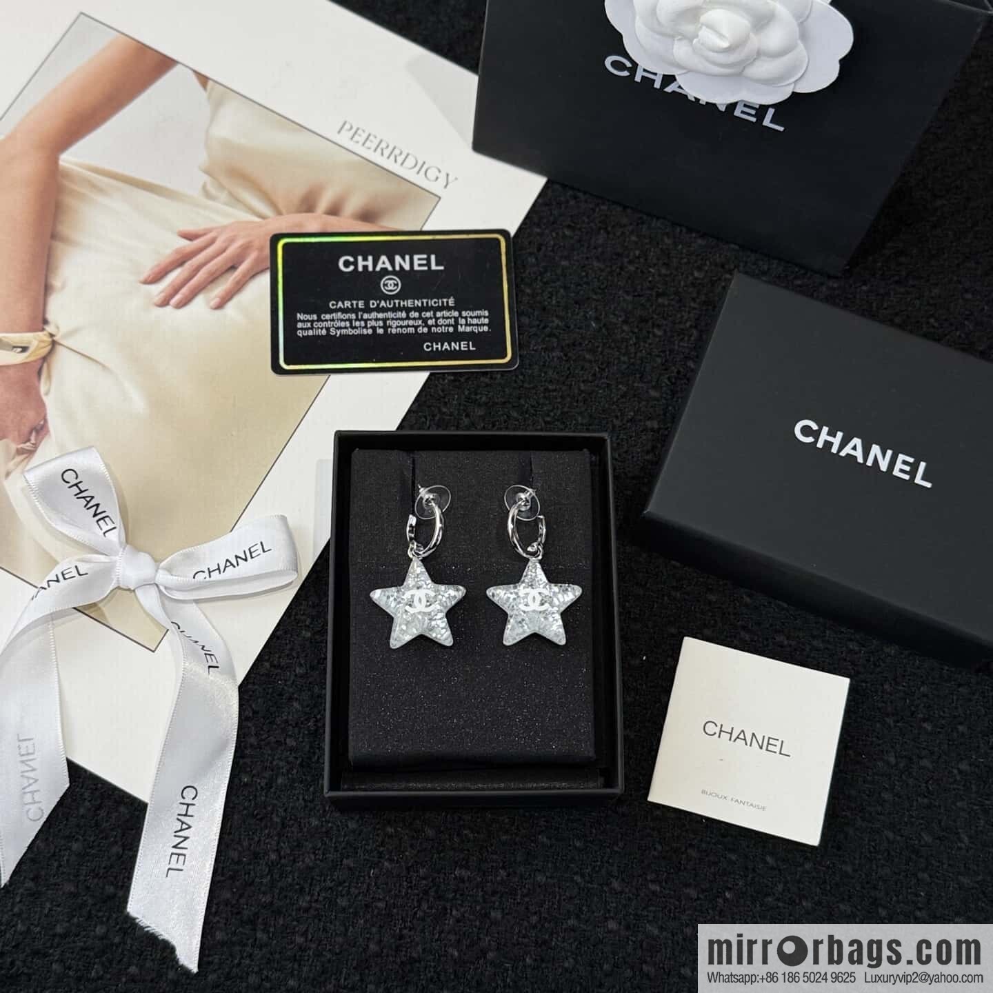 ❗️New ❗️☀️ New ☑️ Chanel double c acrylic five-pointed star stud earrings ☀️