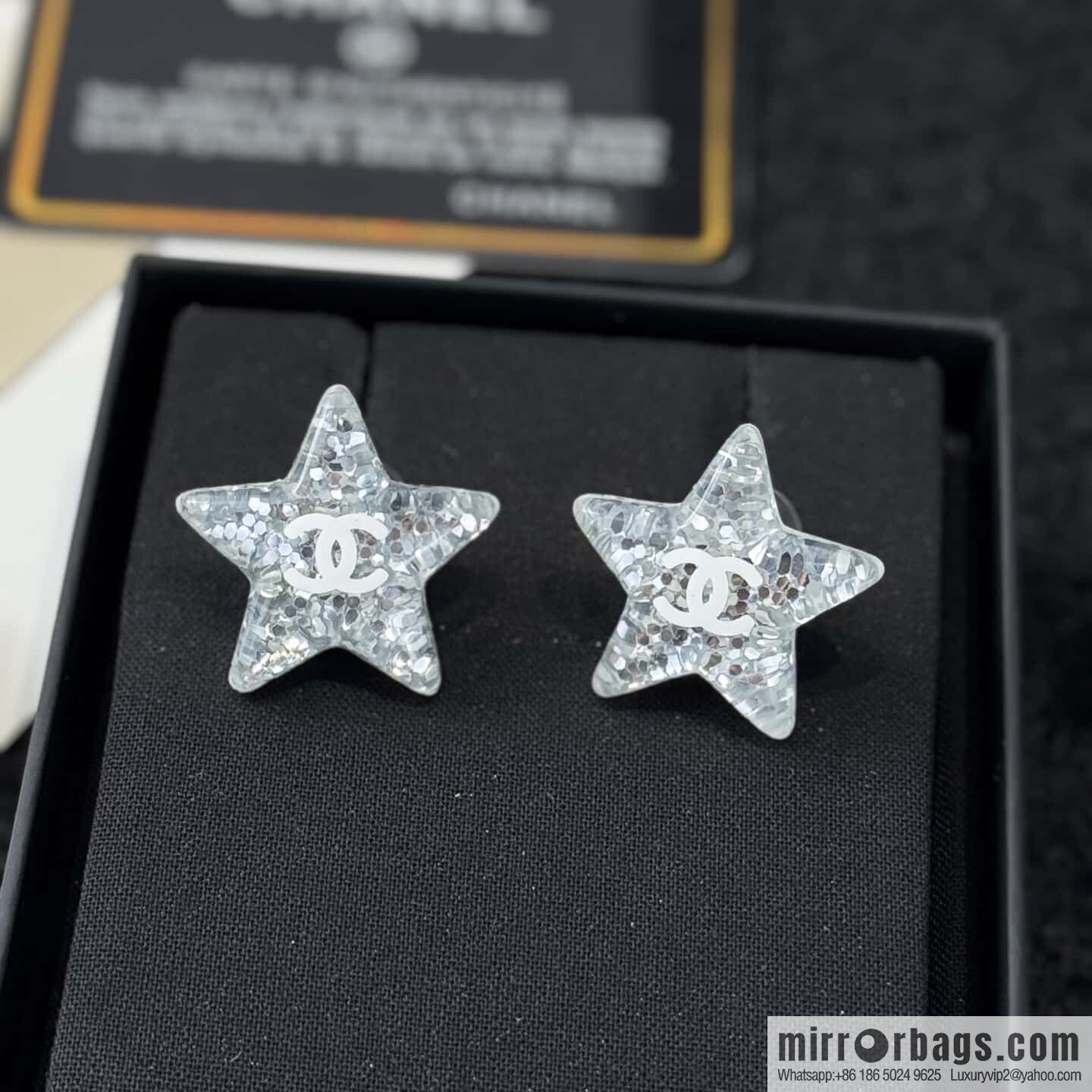 ❗️New ❗️☀️ new ☑️ chanel c1 double c acrylic star stud earrings ☀️