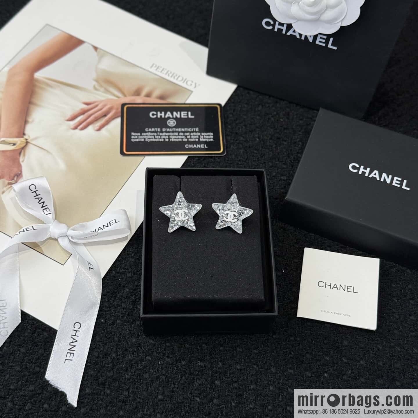 ❗️New ❗️☀️ new ☑️ chanel c1 double c acrylic star stud earrings ☀️