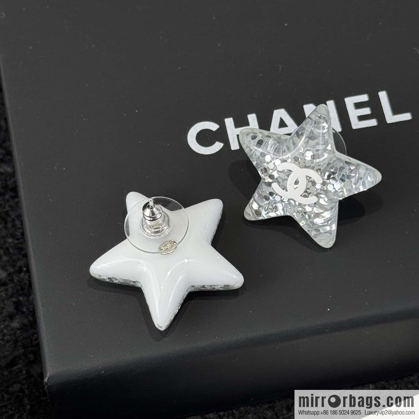 ❗️New ❗️☀️ new ☑️ chanel c1 double c acrylic star stud earrings ☀️