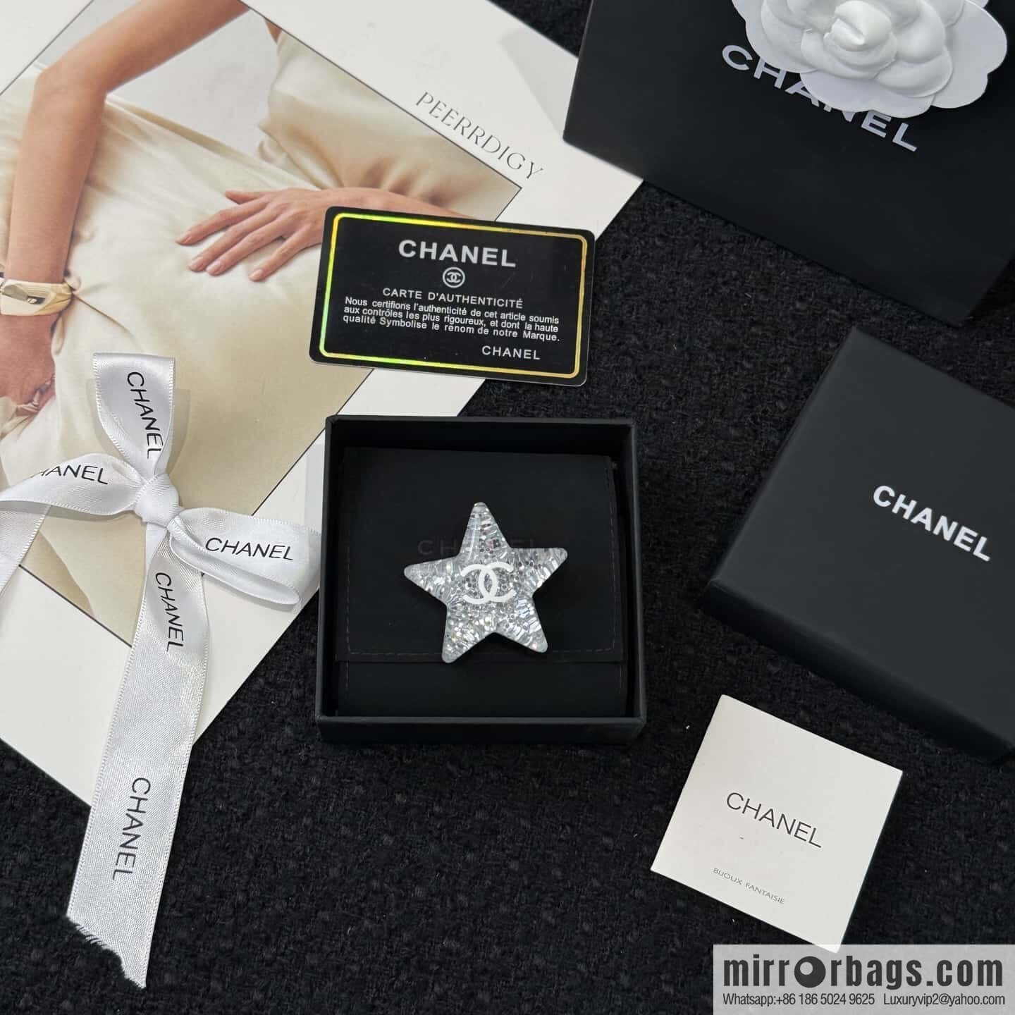 ❗️New ❗️☀️ New ☑️ Chanel Double C Acrylic Pentagram Star Brooch ☀️