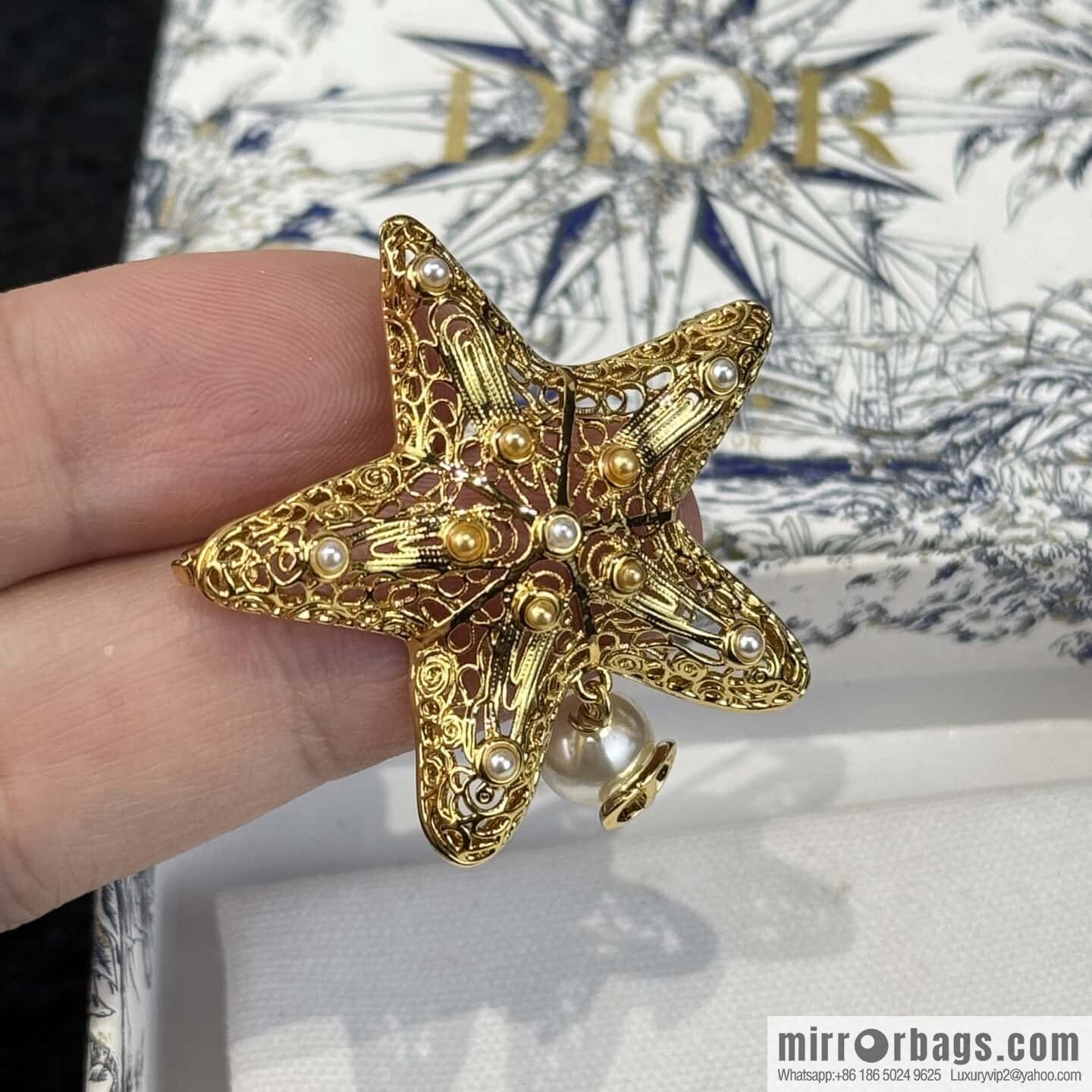 ❗️New ❗️ ☀️ New ☑️ Dior Pearl Pentagram ⭐ Star Brooch ☀️