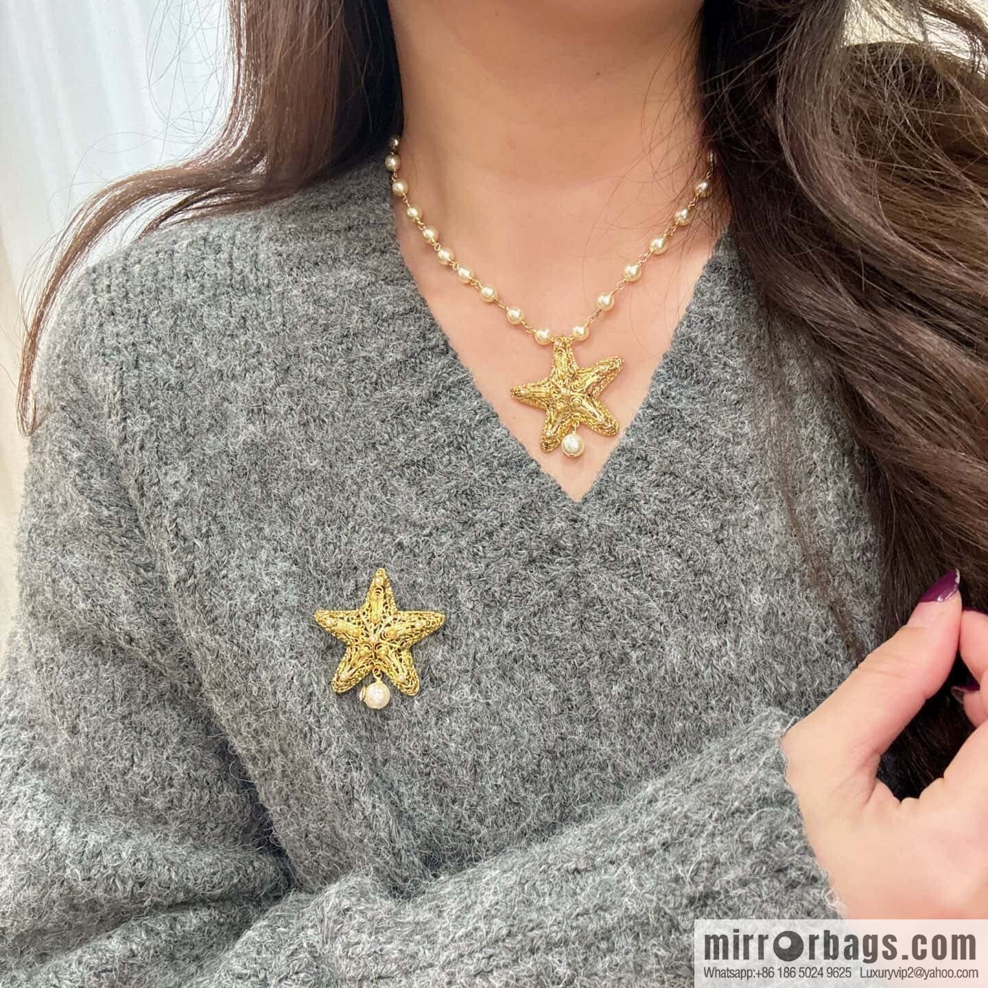 ❗️New ❗️ ☀️ New ☑️ Dior Pearl Pentagram ⭐ Star Brooch ☀️