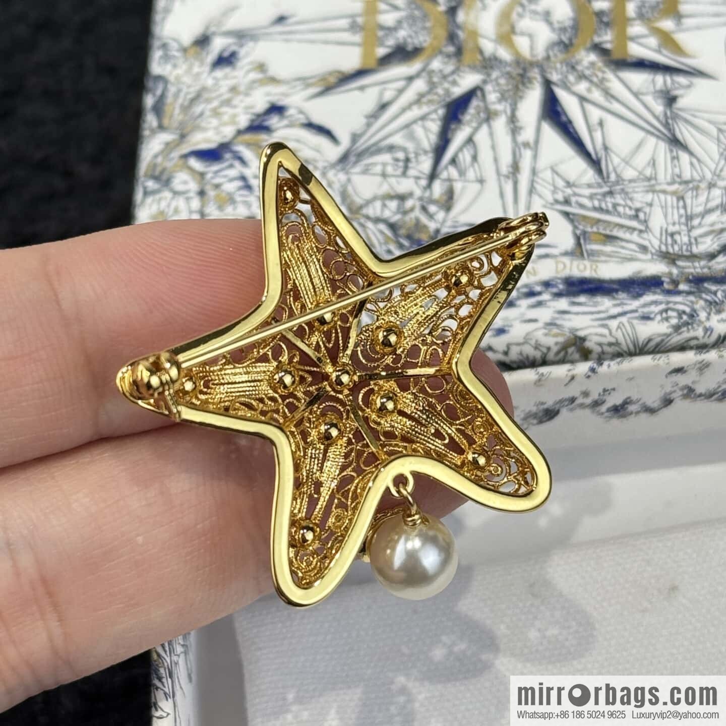 ❗️New ❗️ ☀️ New ☑️ Dior Pearl Pentagram ⭐ Star Brooch ☀️
