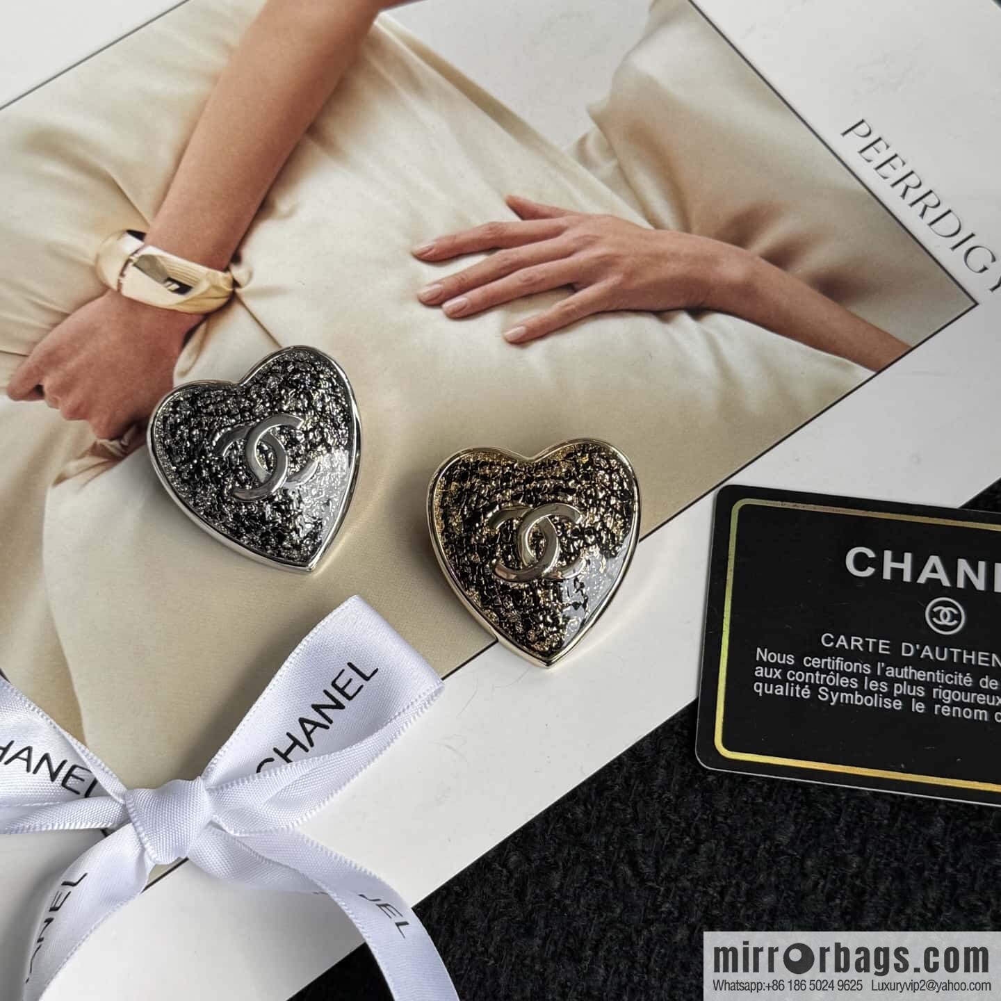 ❗️New ❗️ ☀️ new ☑️ Chanel double c peach heart love ❤️ brooch ☀️