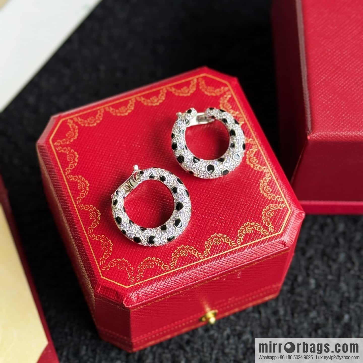 ❗️CNC version ❗️ ☀️ Cartier classic full diamond leopard print earrings earrings ☀️