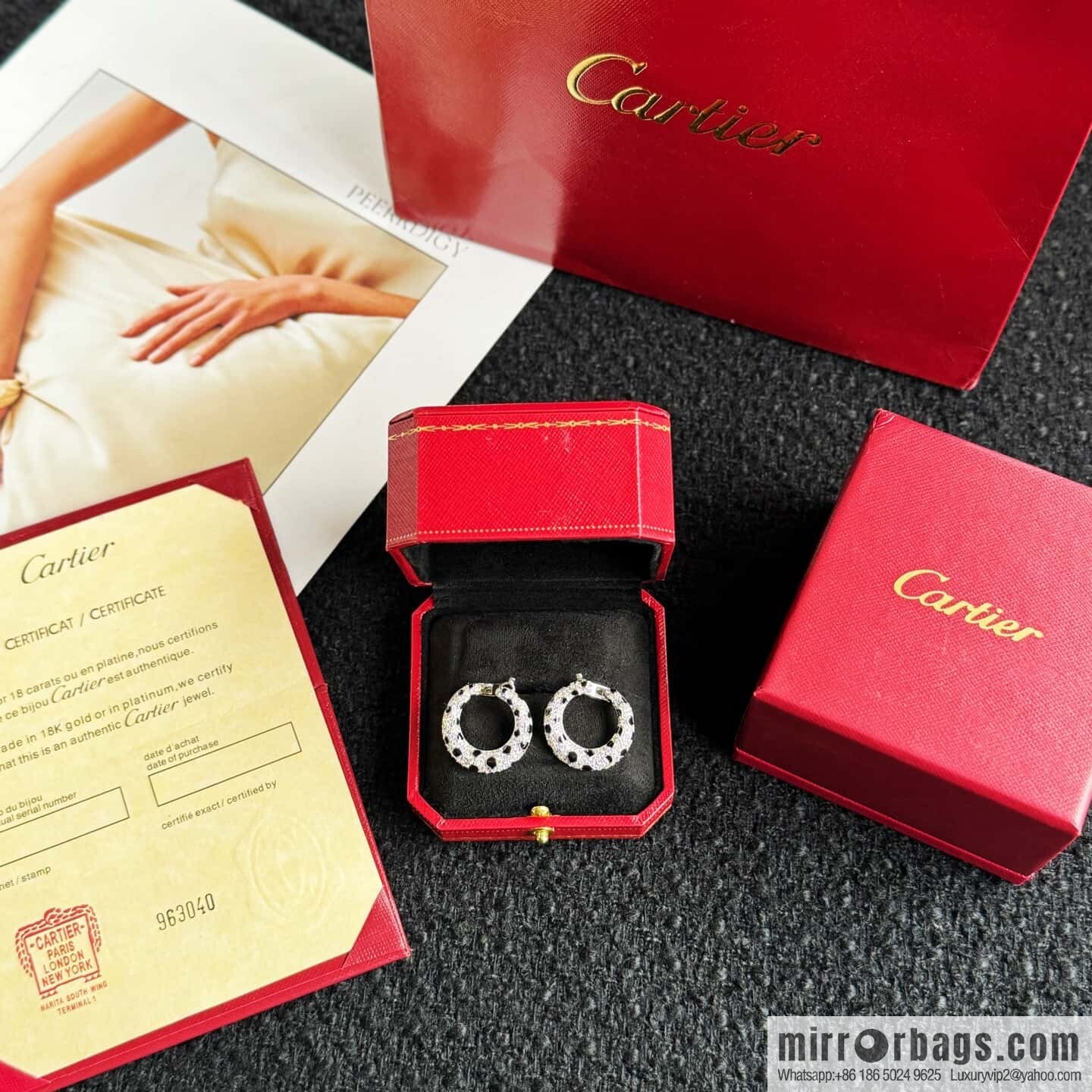 ❗️CNC version ❗️ ☀️ Cartier classic full diamond leopard print earrings earrings ☀️