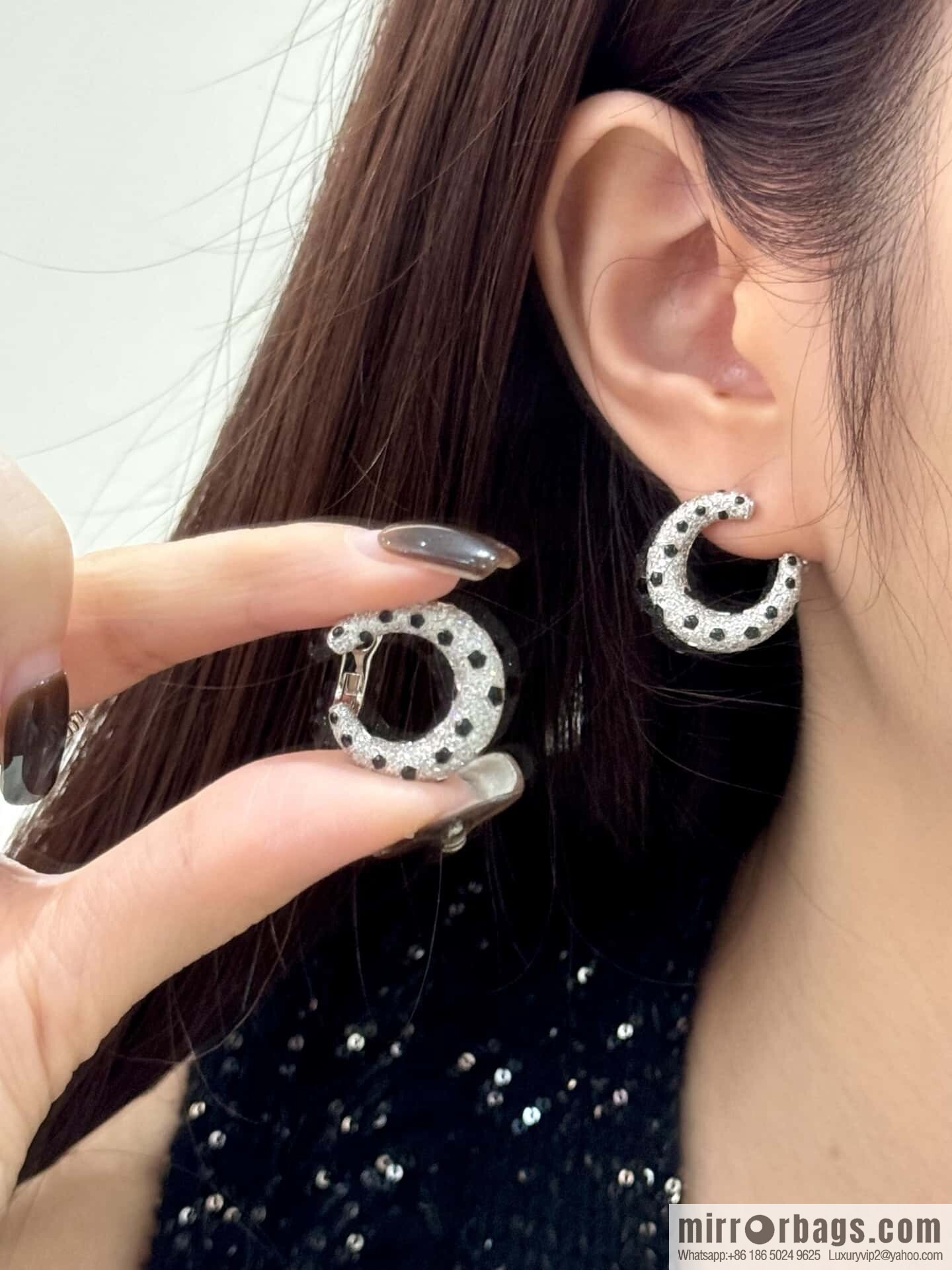 ❗️CNC version ❗️ ☀️ Cartier classic full diamond leopard print earrings earrings ☀️