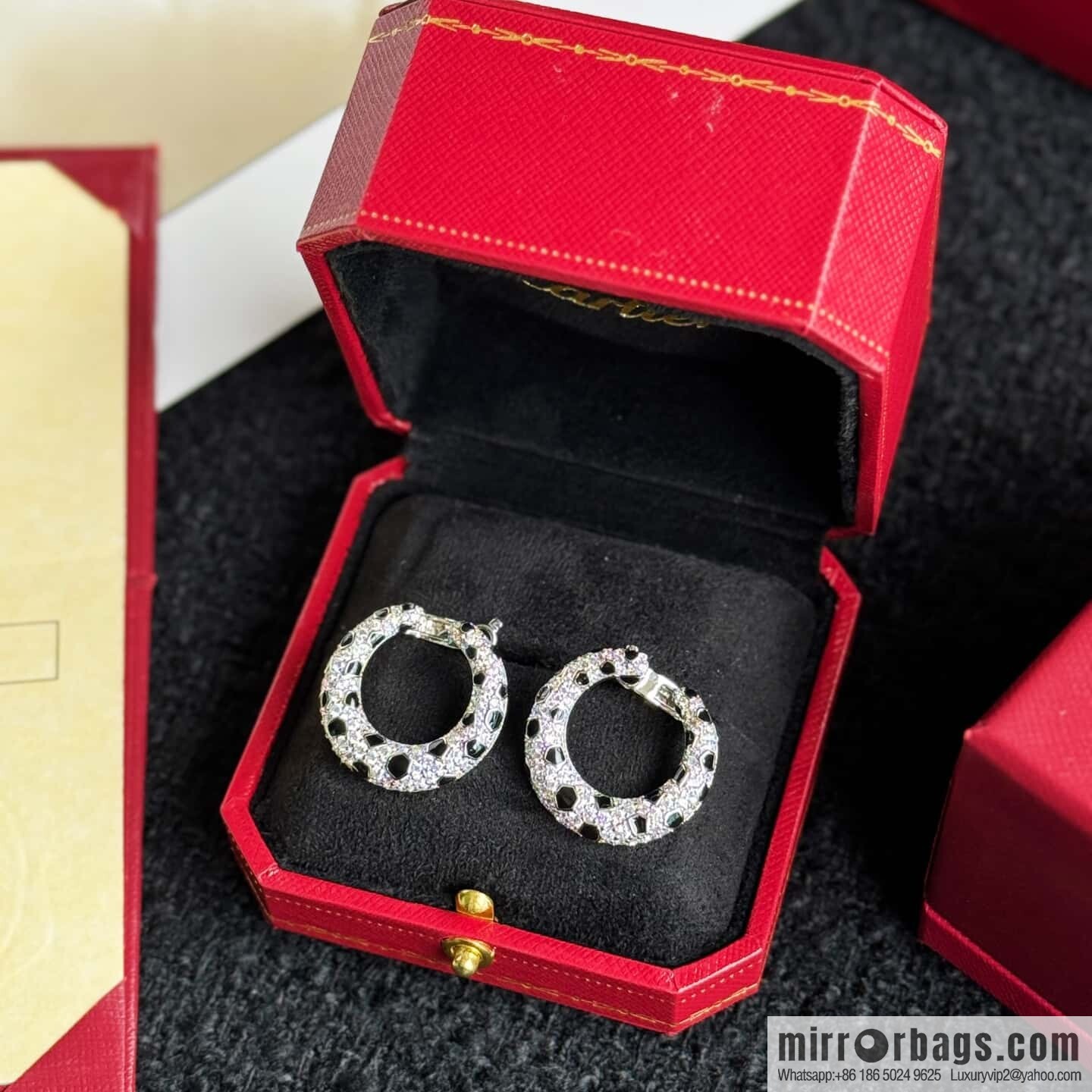❗️CNC version ❗️ ☀️ Cartier classic full diamond leopard print earrings earrings ☀️