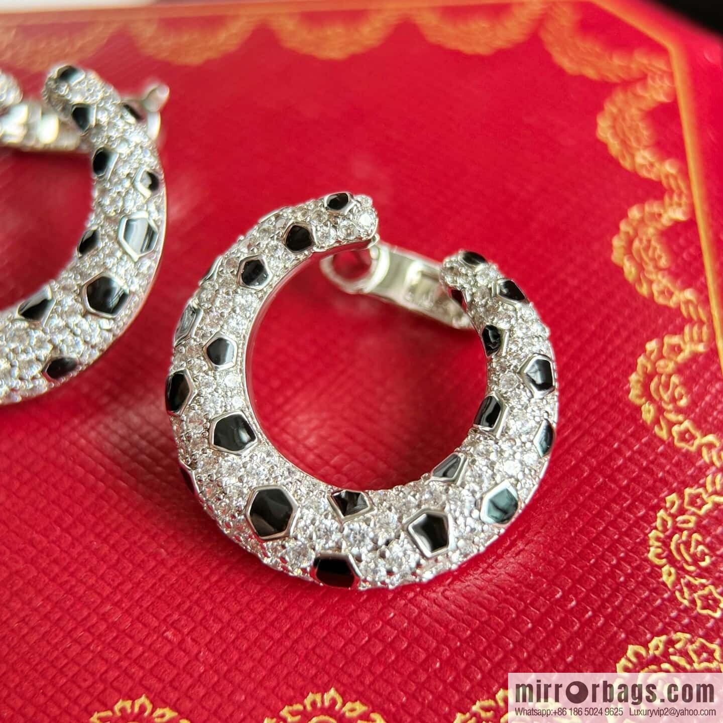 ❗️CNC version ❗️ ☀️ Cartier classic full diamond leopard print earrings earrings ☀️